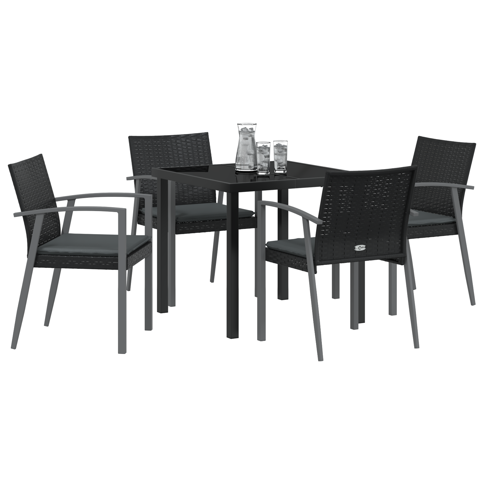 vidaXL 5-delige tuinset met kussens - zwart poly rattan