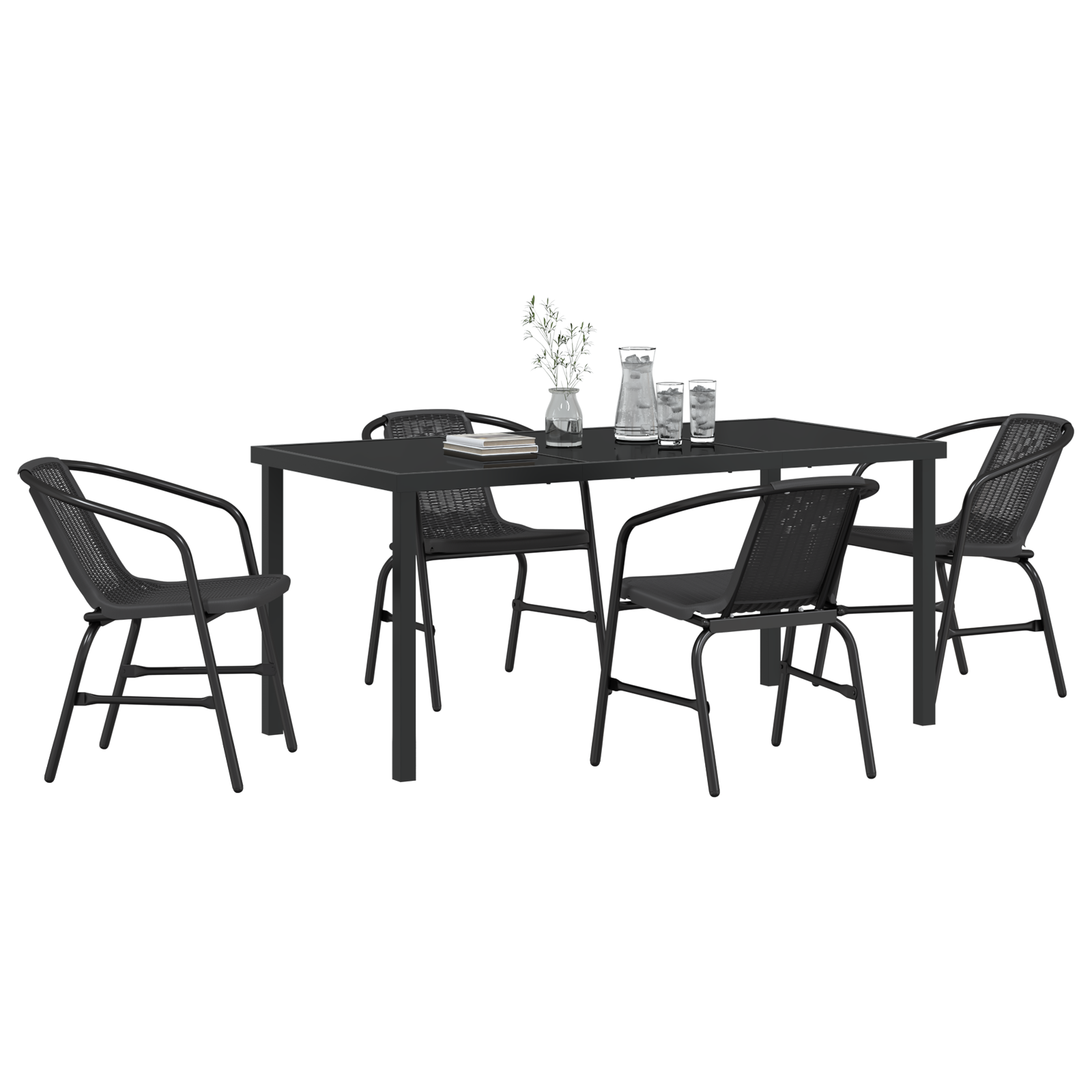 vidaXL 5-delige Tuinset Zwart Van Poly Rattan