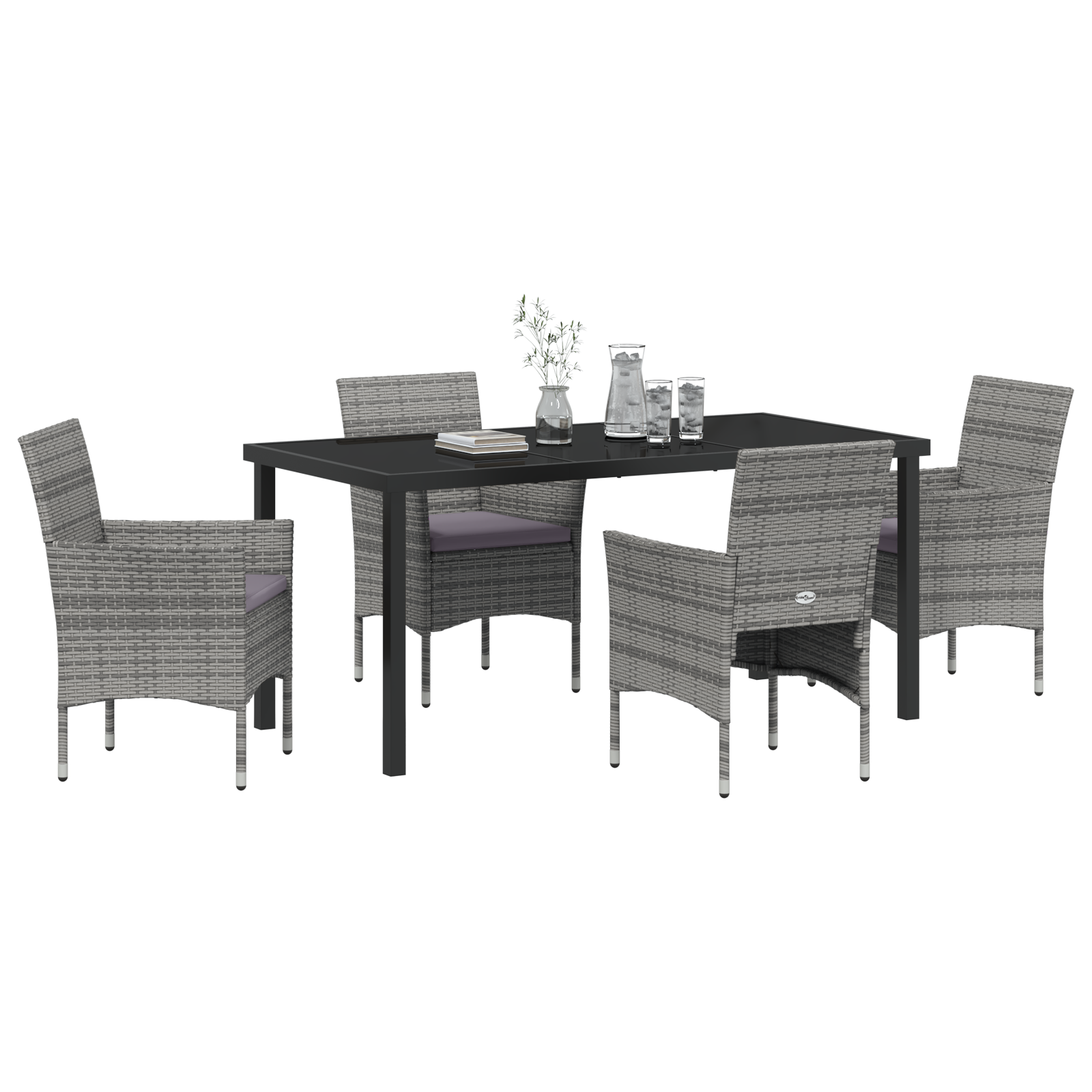 vidaXL 5-delige tuinset Grijs Poly Rattan