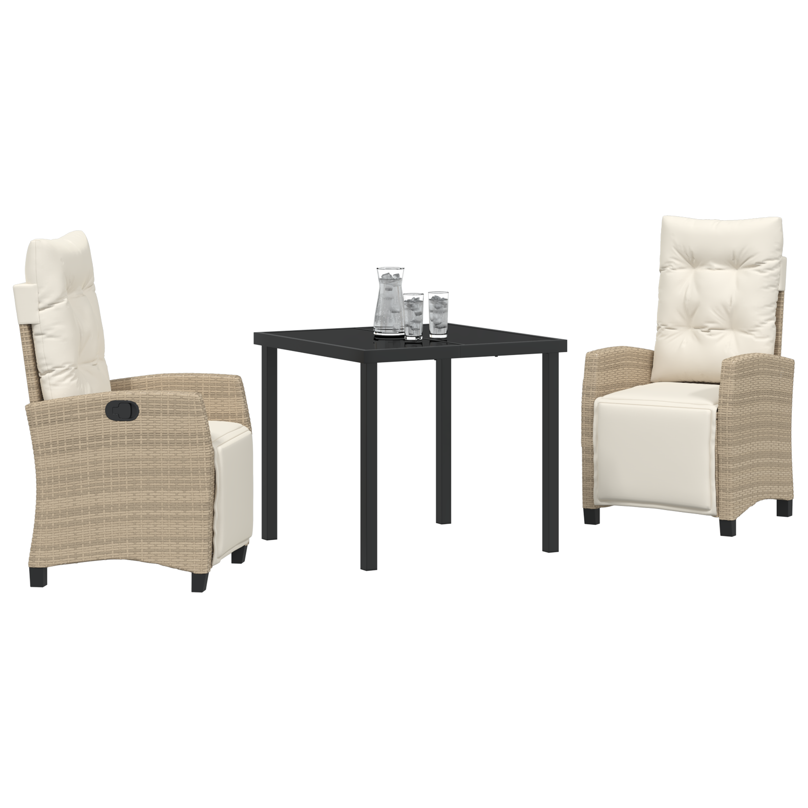vidaXL 3-delige Tuinstel Beige Poly Rattan