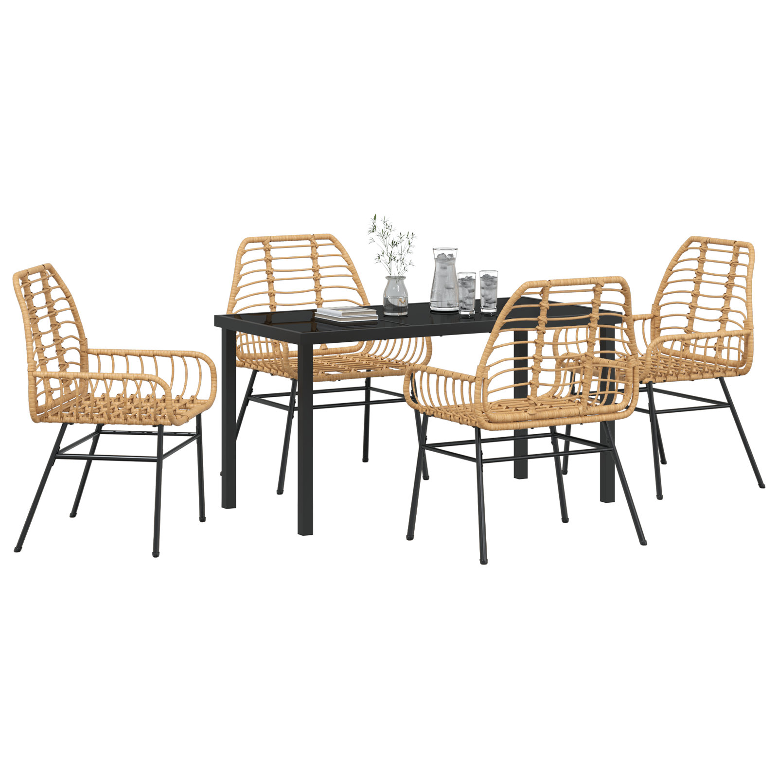 vidaXL 5-delige Tuin Eettafelset Bruin Poly Rattan