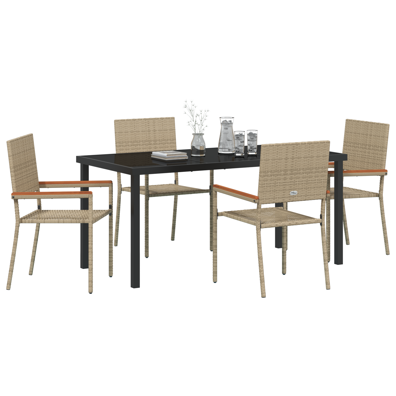 vidaXL 5-delige tuinset in beige poly rattan