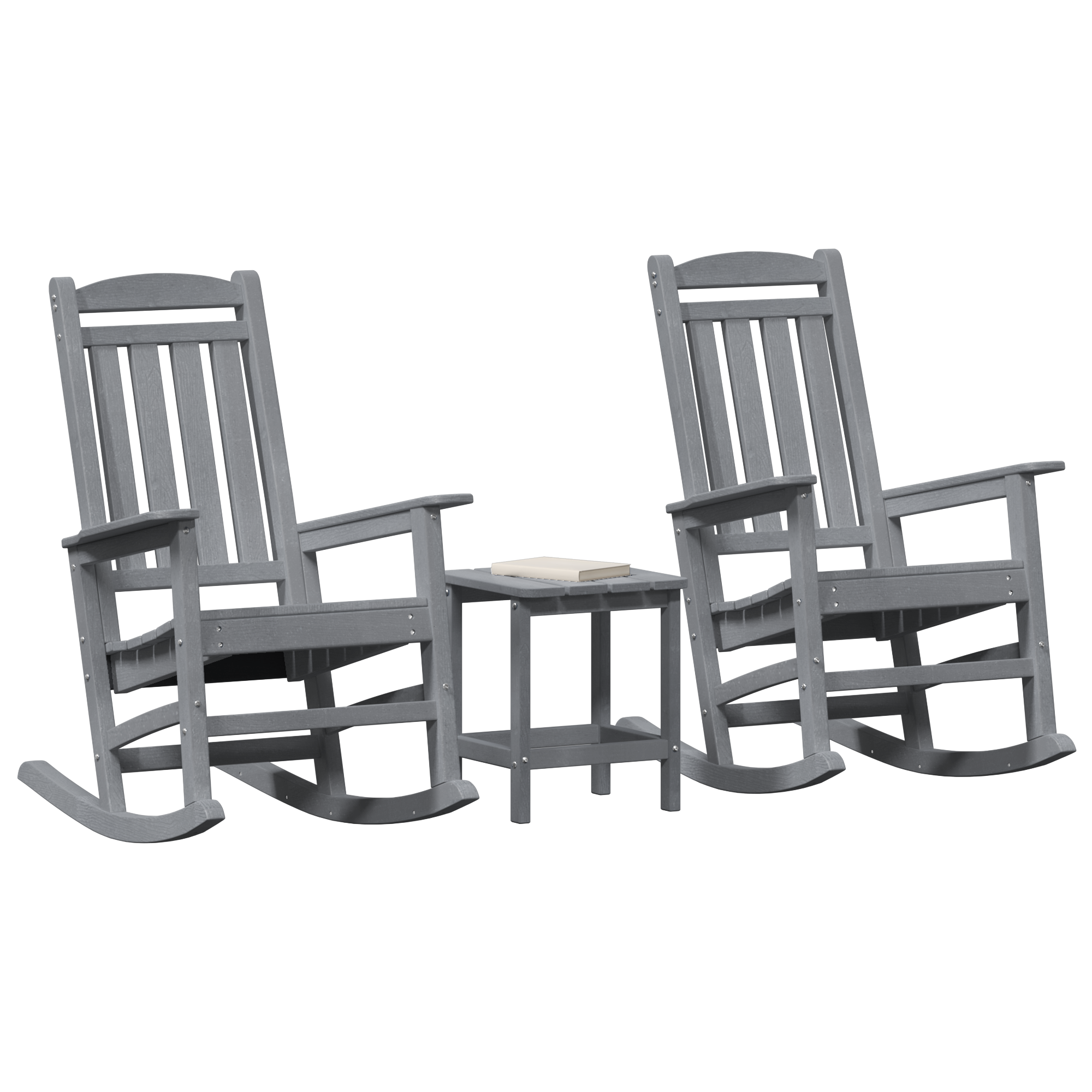 vidaXL 3-delige Ligbedden Set Lichtgrijs HDPE