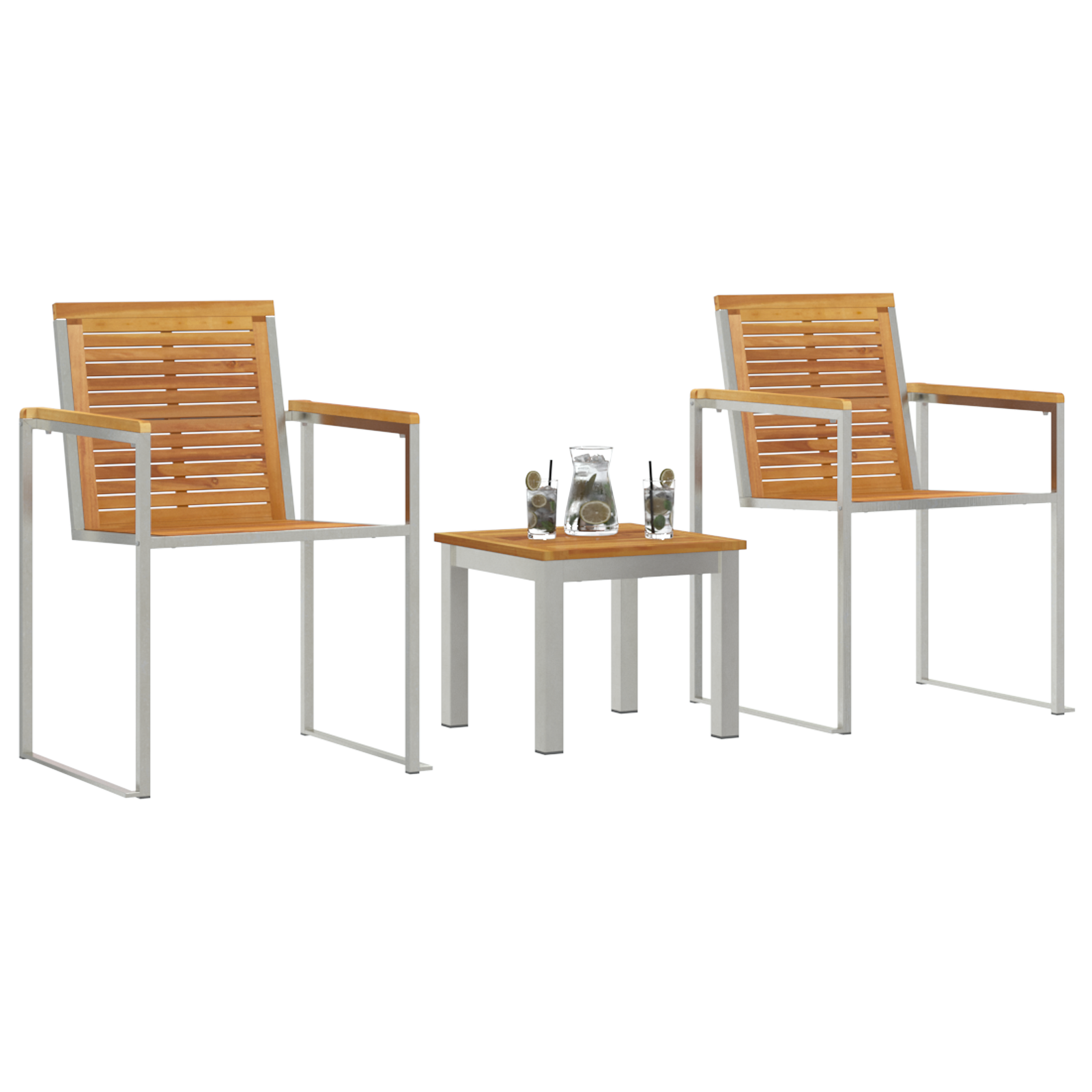 vidaXL Loungebank met 3 Tuinstoelen van Massief Teak