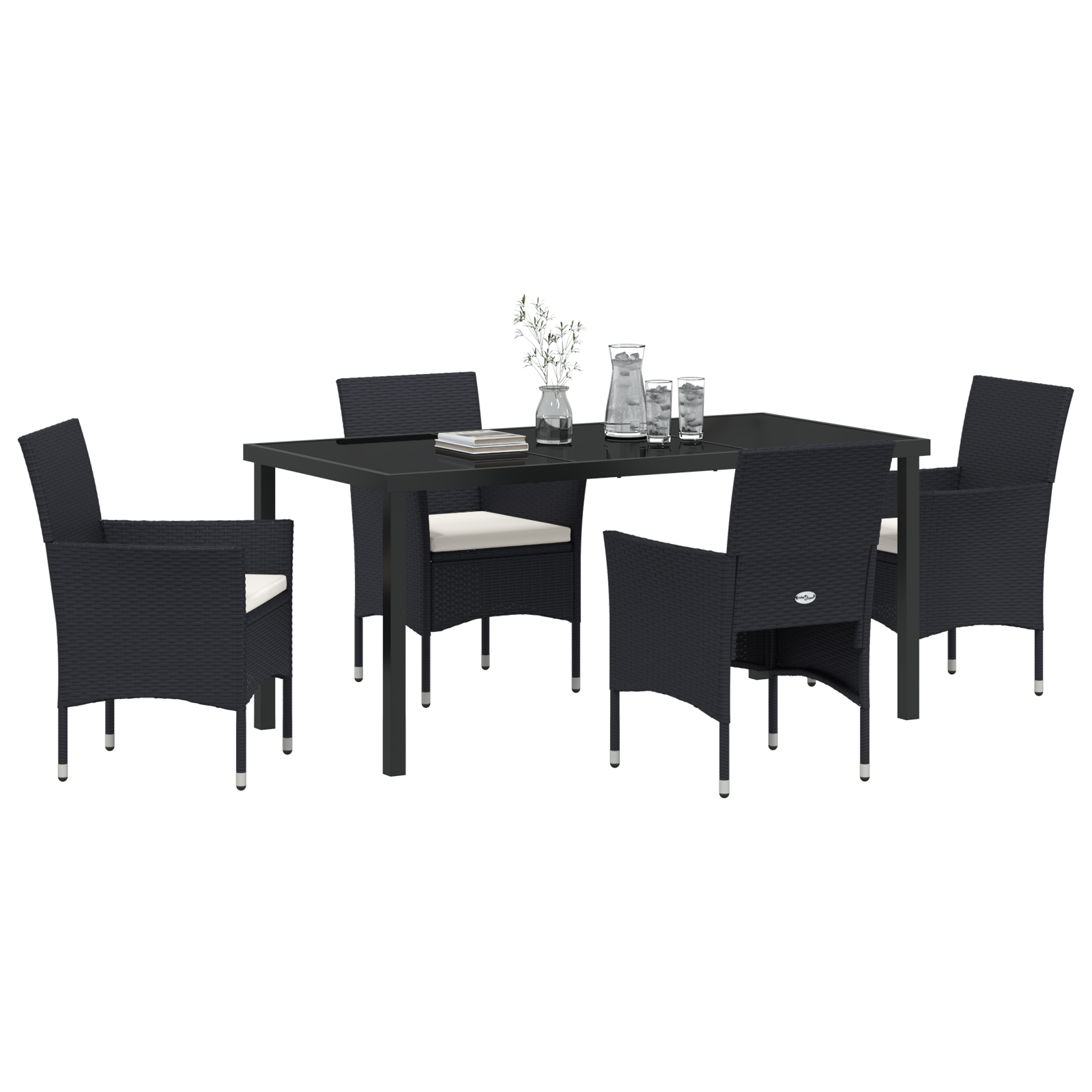 vidaXL 5-delige tuinset Zwart Poly Rattan