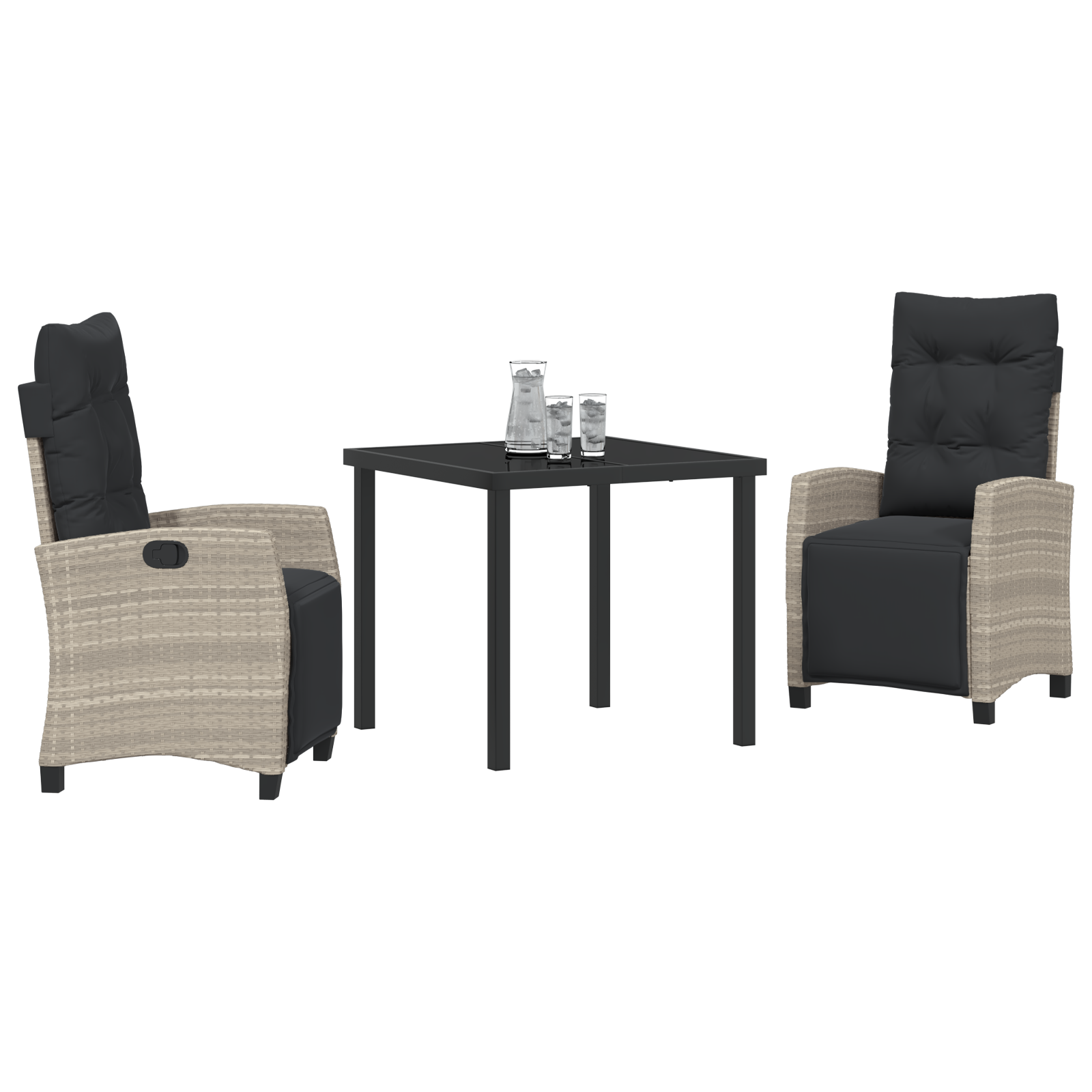 vidaXL 3-delige tuin eetset lichtgrijs poly rattan