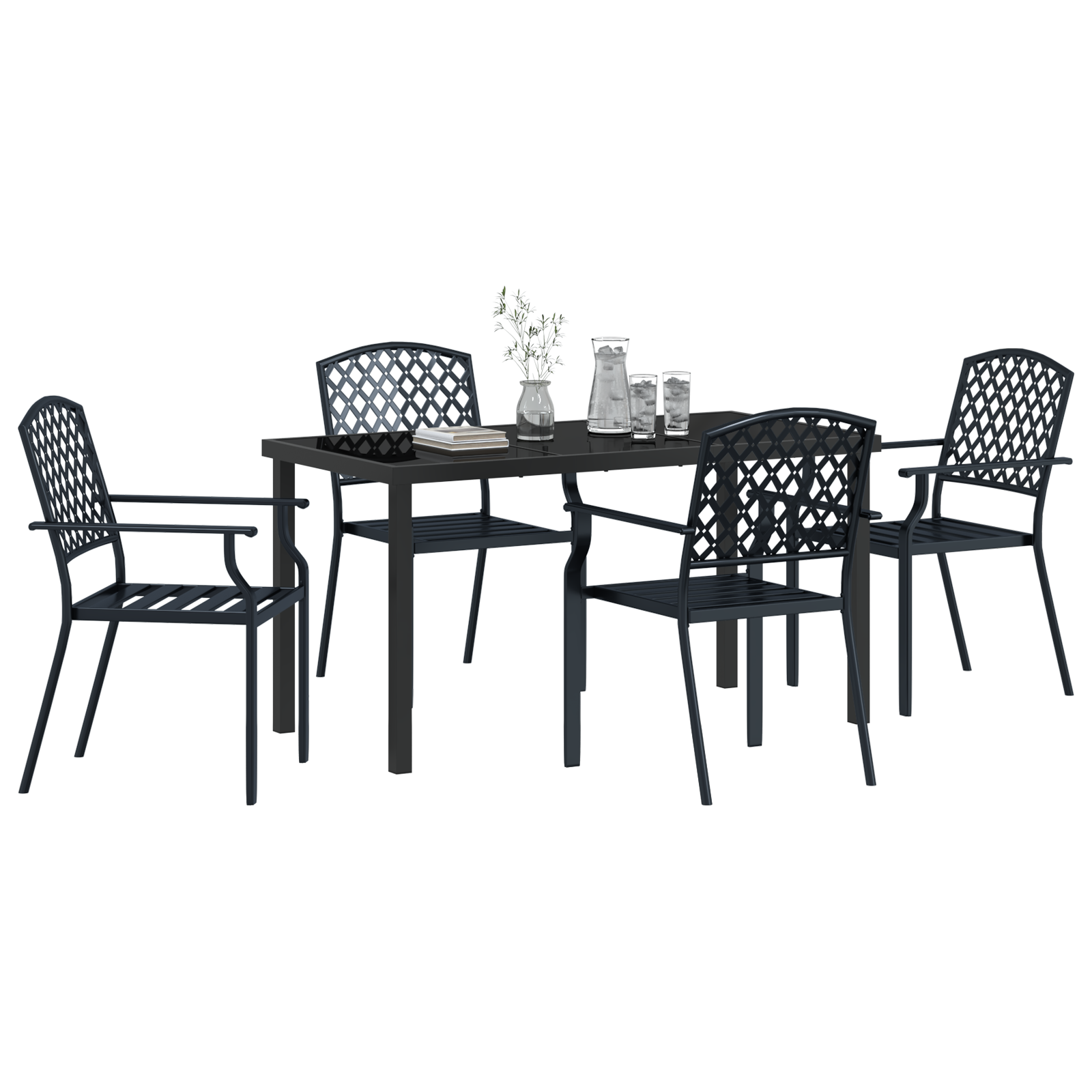 vidaXL 5-delige tuin eetset in antraciet staal