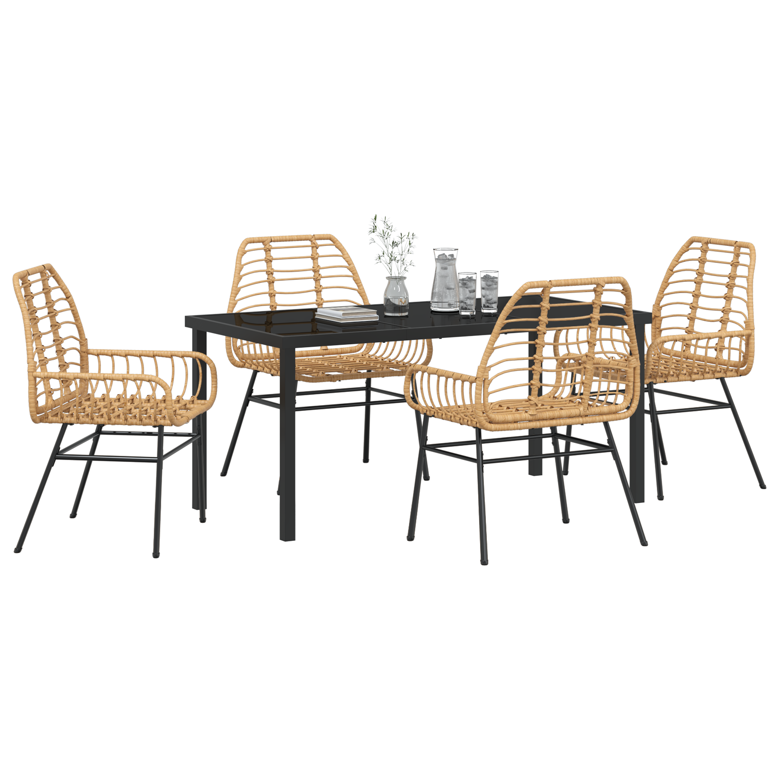 vidaXL 5-delige Tuin Eetset Bruin Poly Rattan