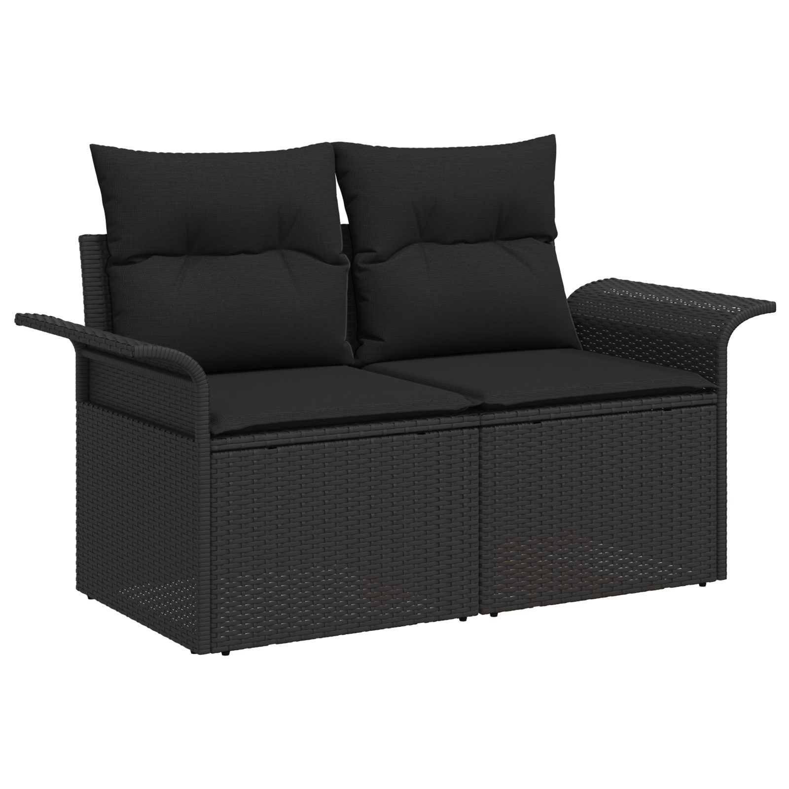 vidaXL 10-delige Tuinbankenset met kussens poly rattan zwart