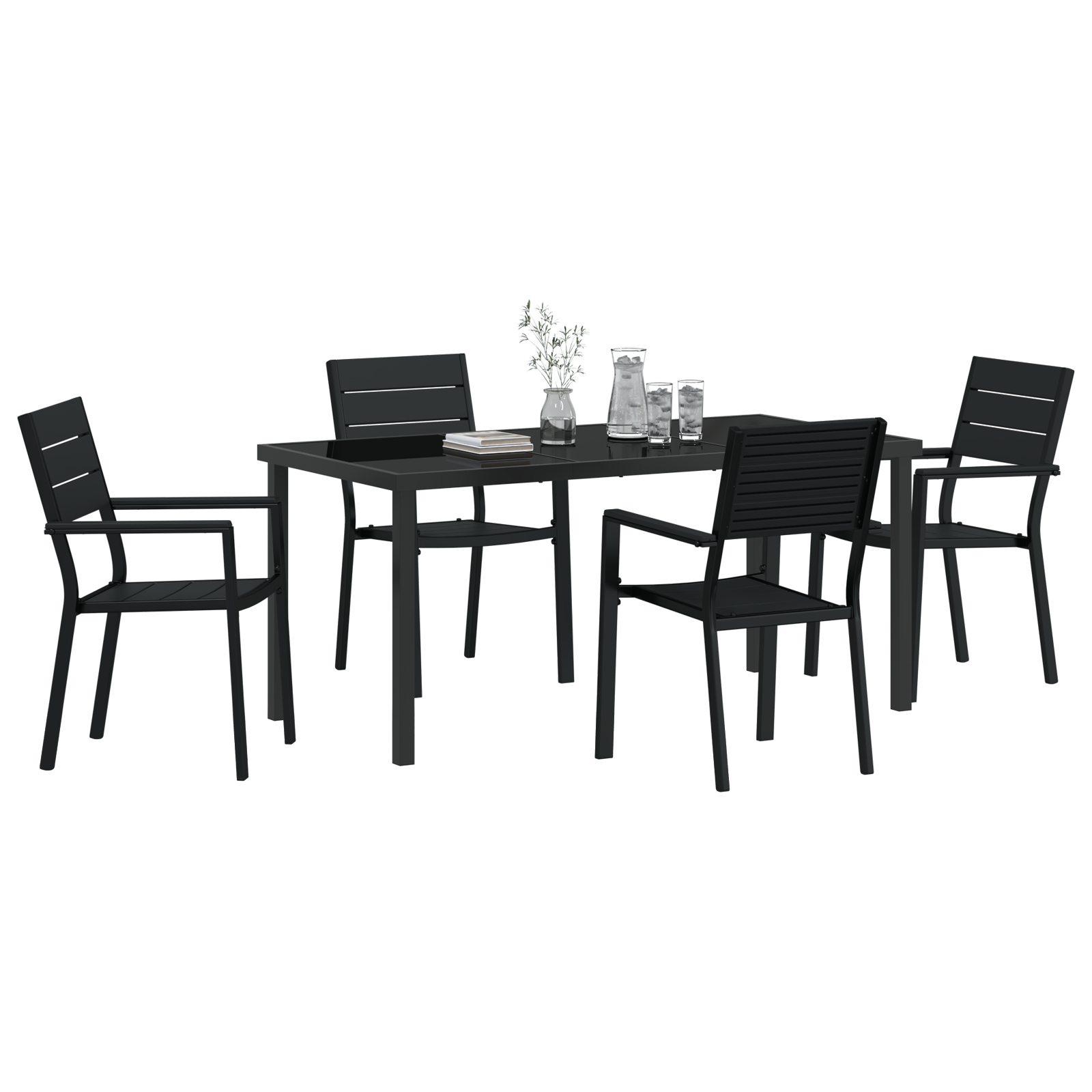 vidaXL 5-delige tuinset zwart HDPE