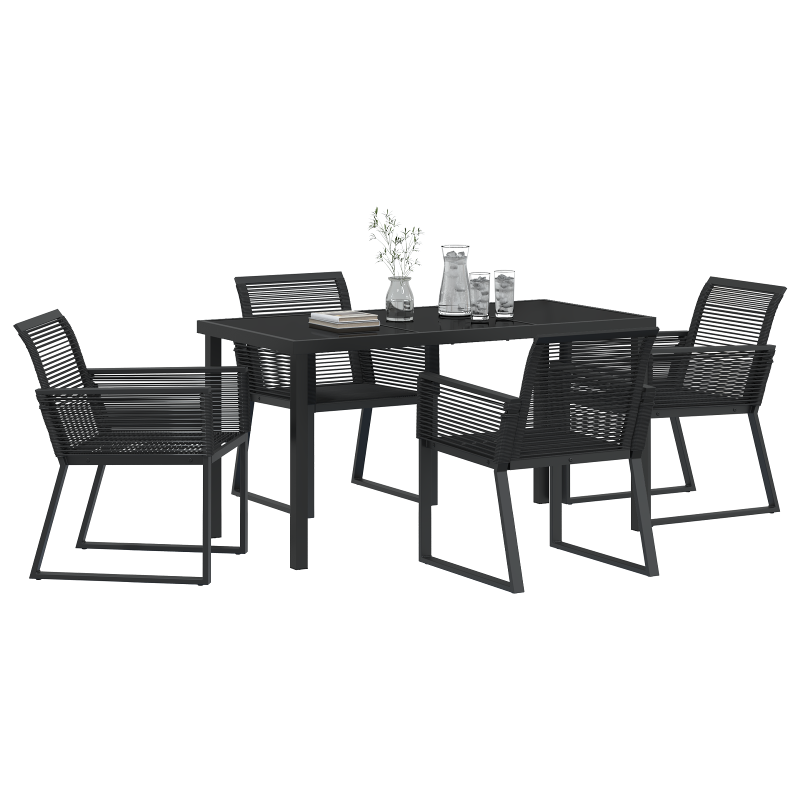 vidaXL 5-delige tuinset met zwarte poly rattan