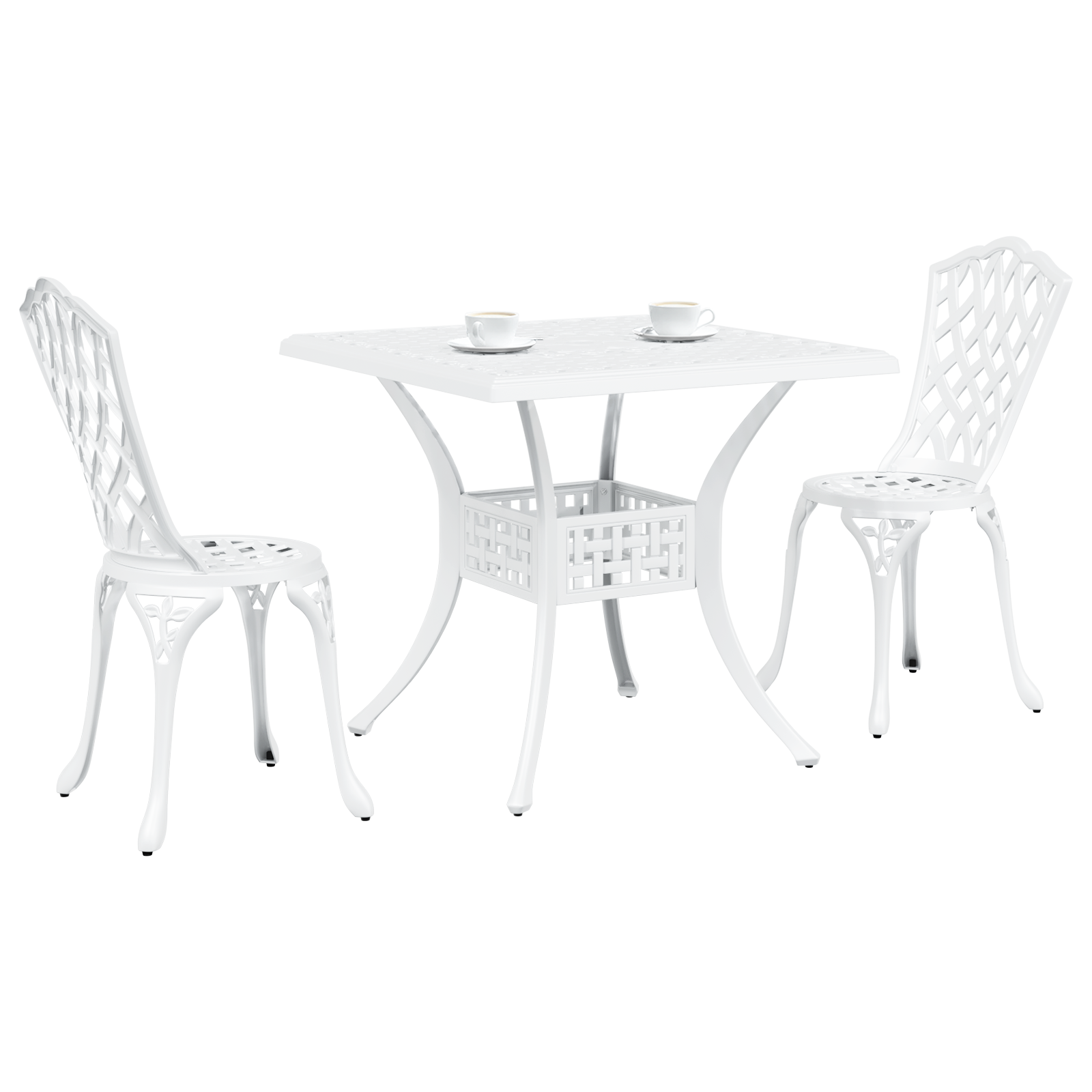 vidaXL 3-delige Tuinbistroset gietaluminium wit