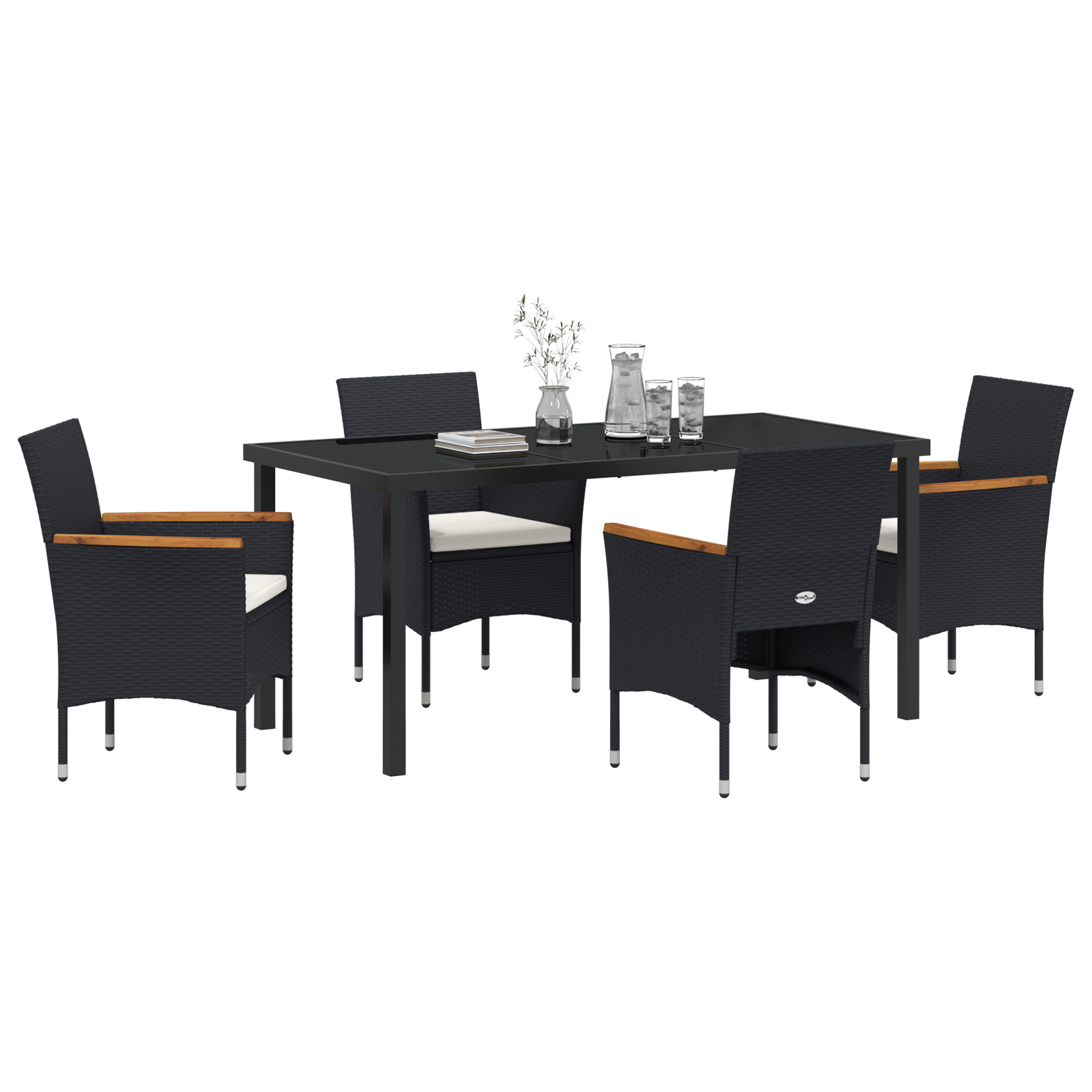 vidaXL 5-delige Tuinset Zwart Poly Rattan