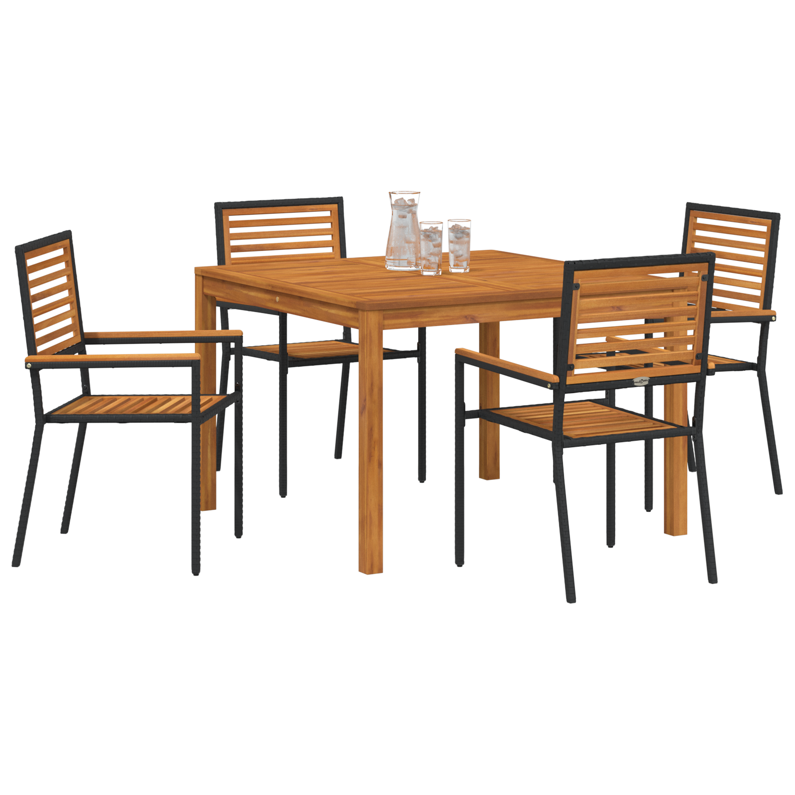 vidaXL 5-delige Tuinset Zwart Poly Rattan Acacia