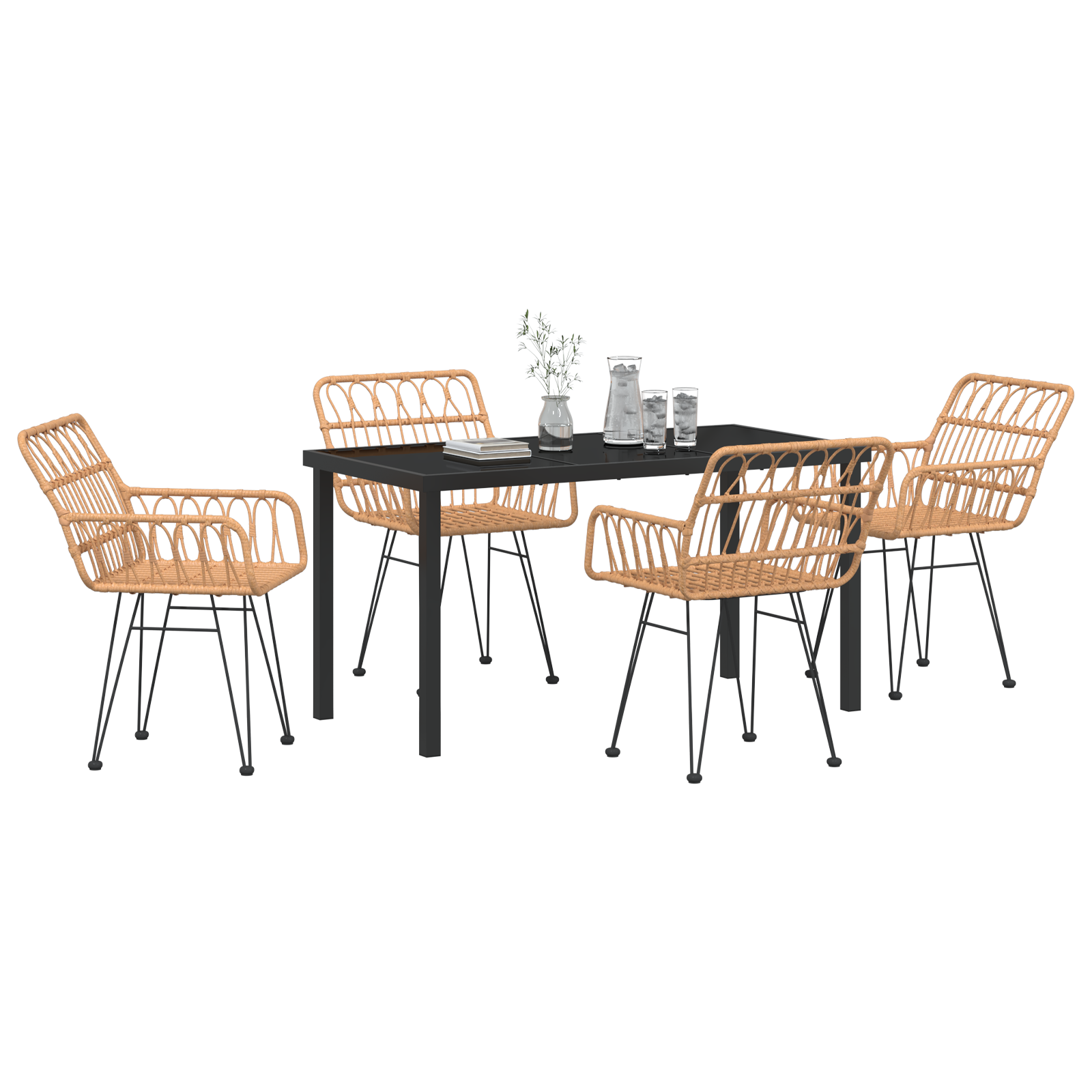 vidaXL 5-delige tuinset Bruin Poly Rattan