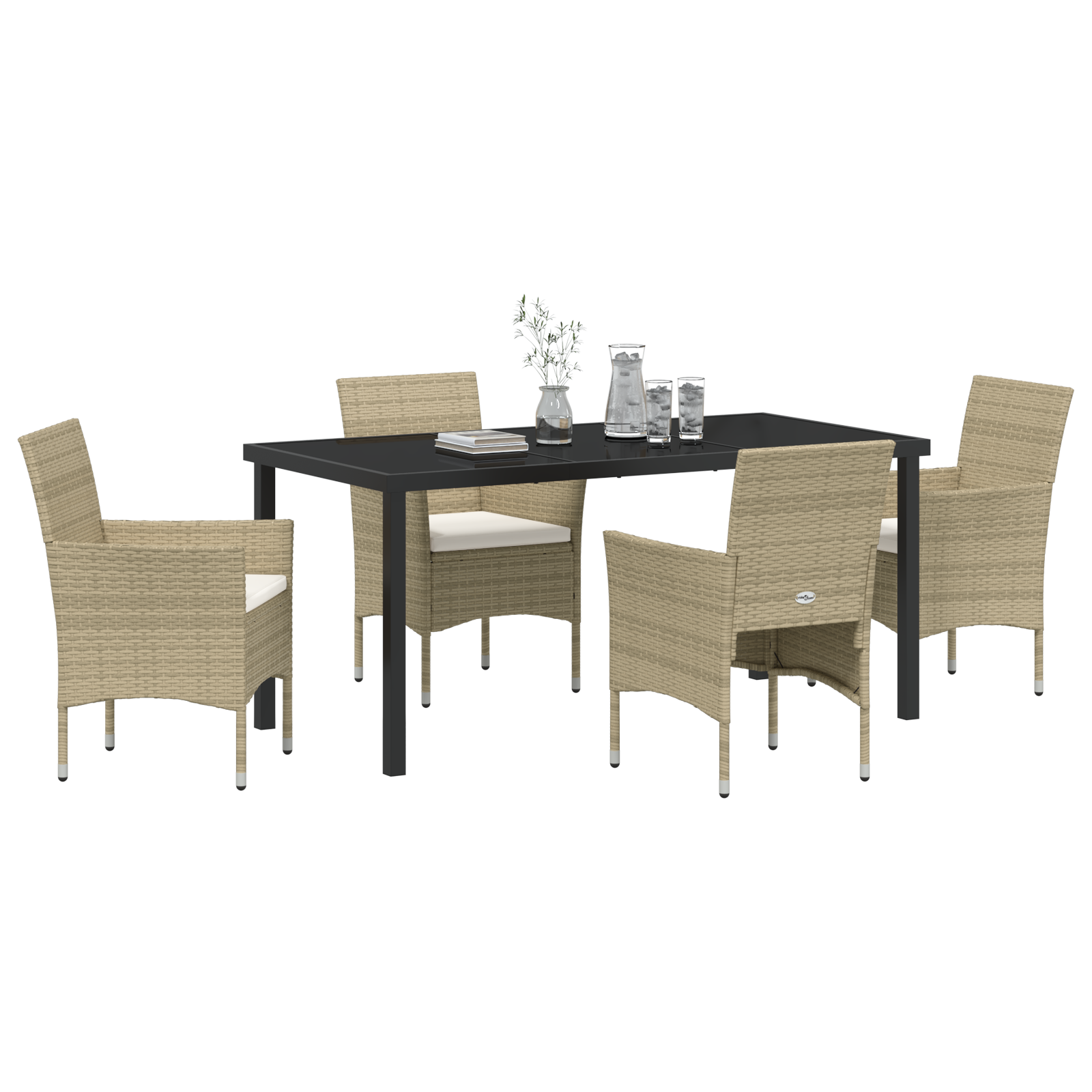 vidaXL 5-delige tuin eetset Beige Poly Rattan