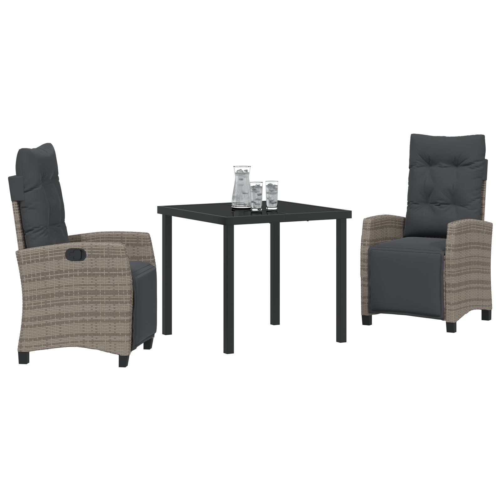 vidaXL 3-delige tuin eetset Grijs Poly Rattan
