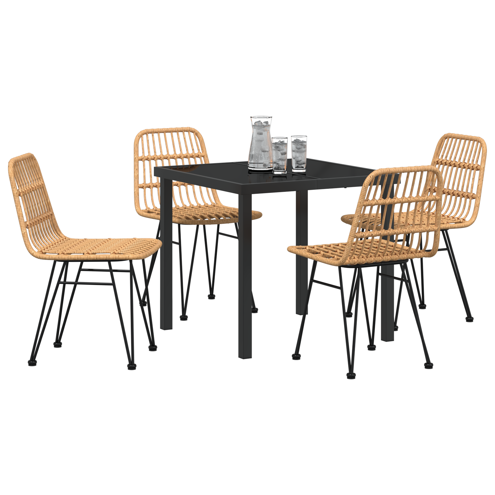 vidaXL 5-delige Tuin Eetset Bruin Poly Rattan