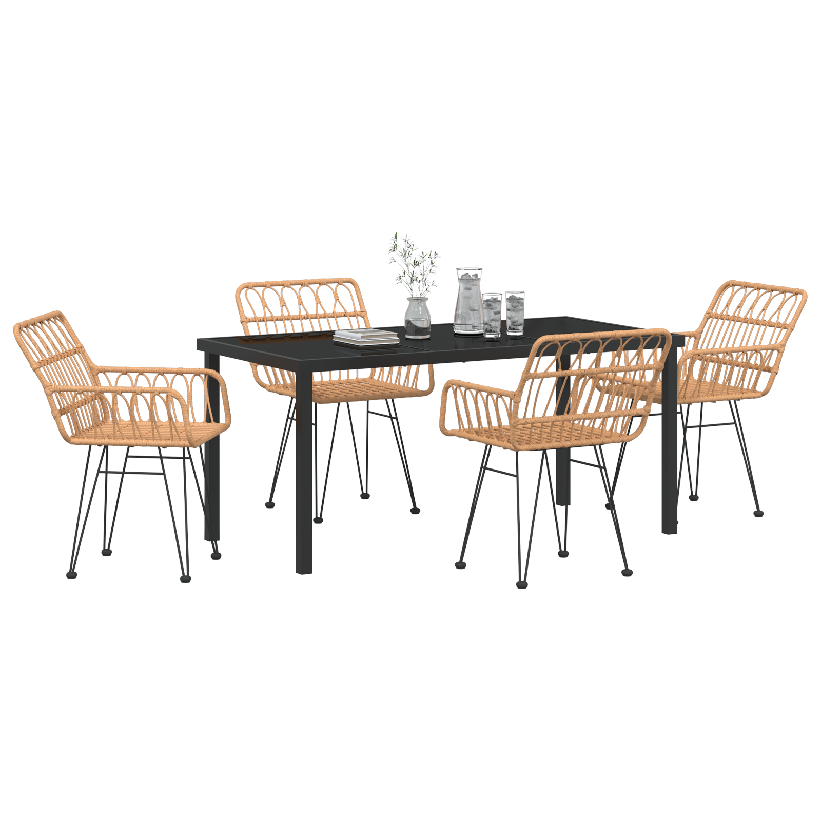 vidaXL 5-delige tuin eetset bruin poly rattan