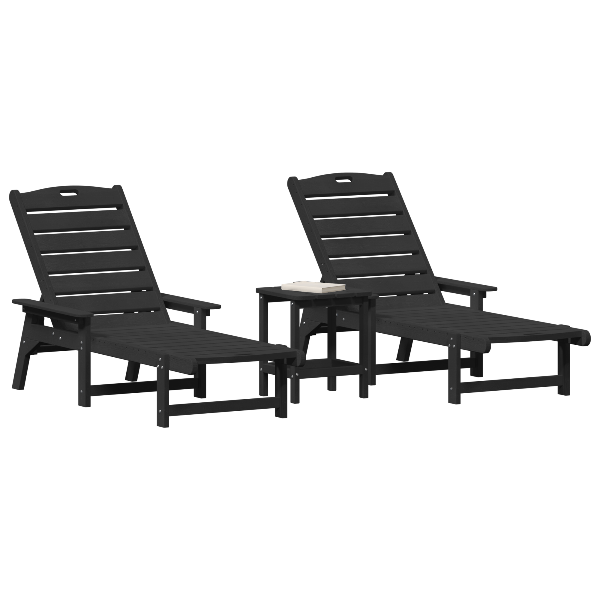 vidaXL 3-delige Tuinset - Zwart HDPE