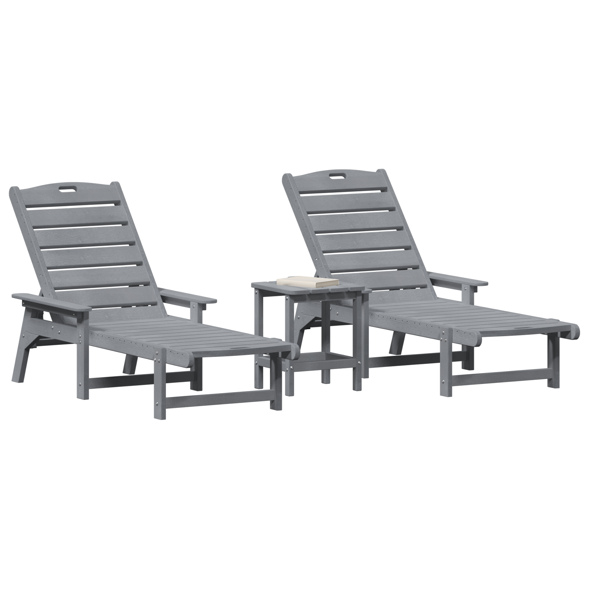 vidaXL 3-delige Tuin Lounge Set Lichtgrijs HDPE