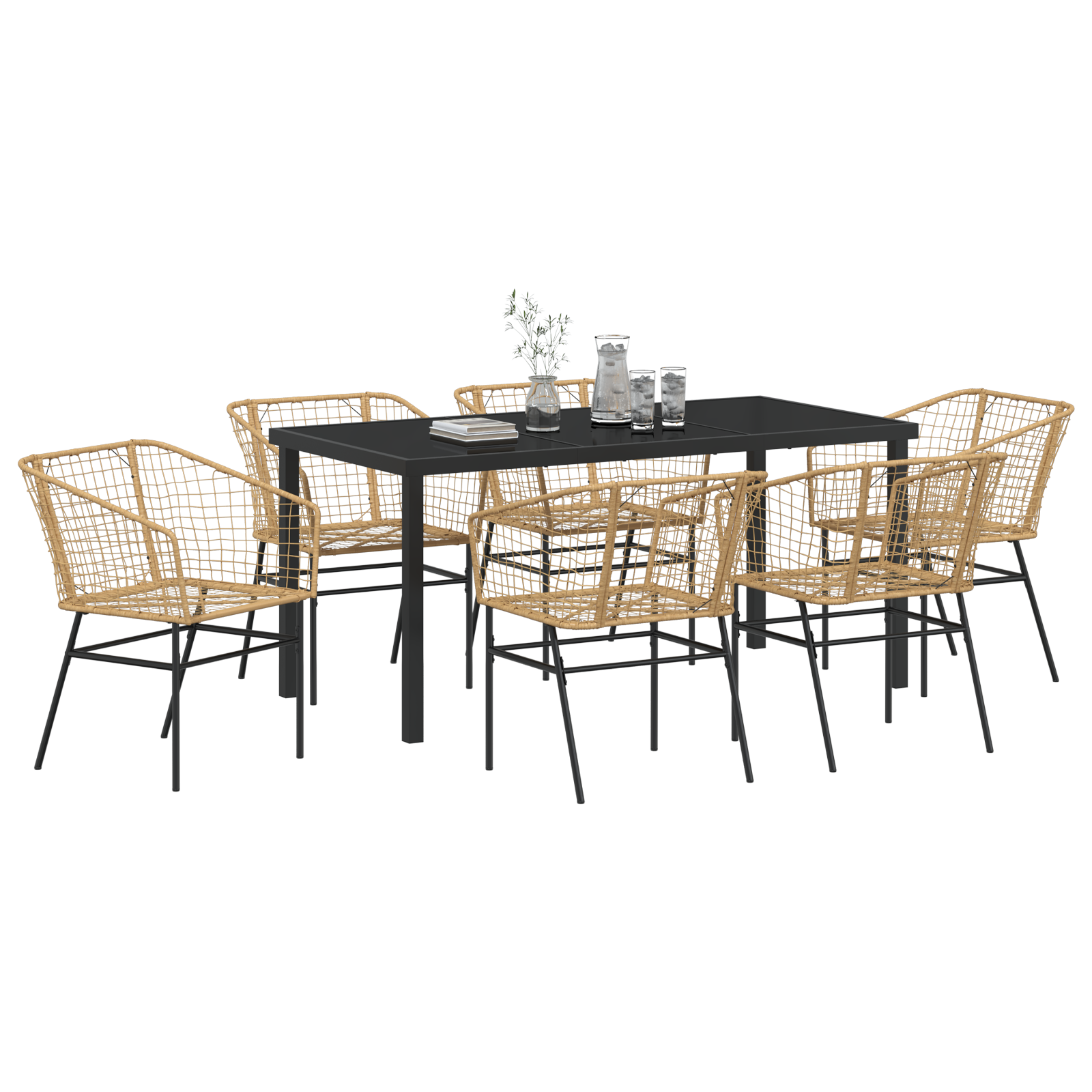 vidaXL 7-delige tuinset Bruin Poly Rattan