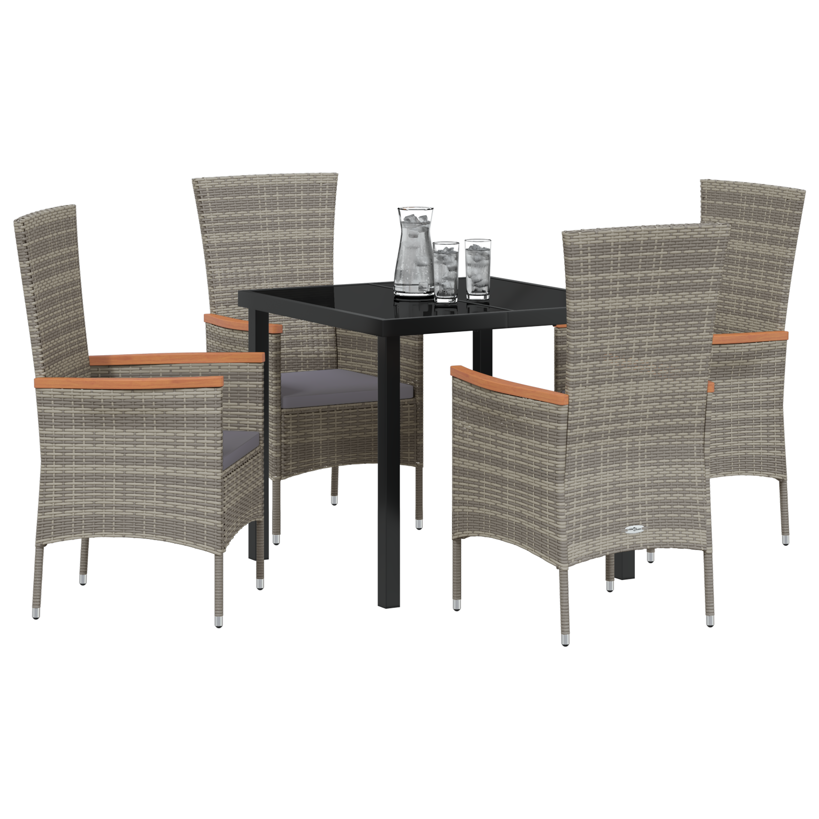 vidaXL 5-delige tuinset met kussens - grijs poly rattan