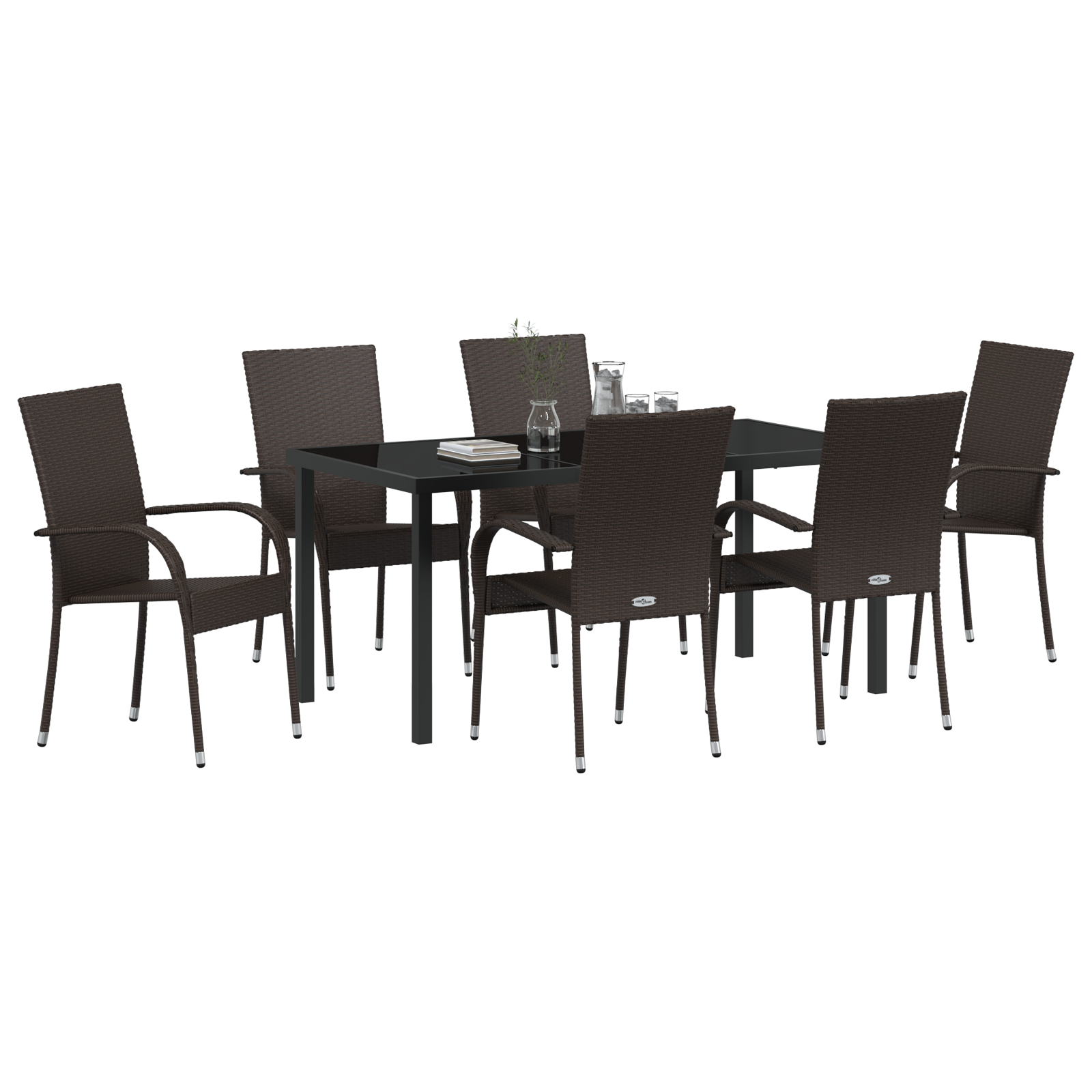 vidaXL 7-delige tuinset - Bruin poly rattan
