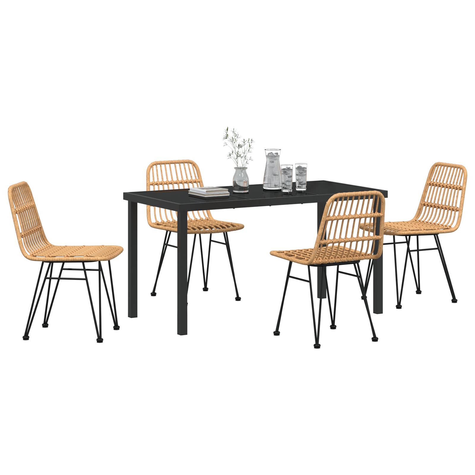 vidaXL 5-delige Tuin Eetset Bruin Poly Rattan