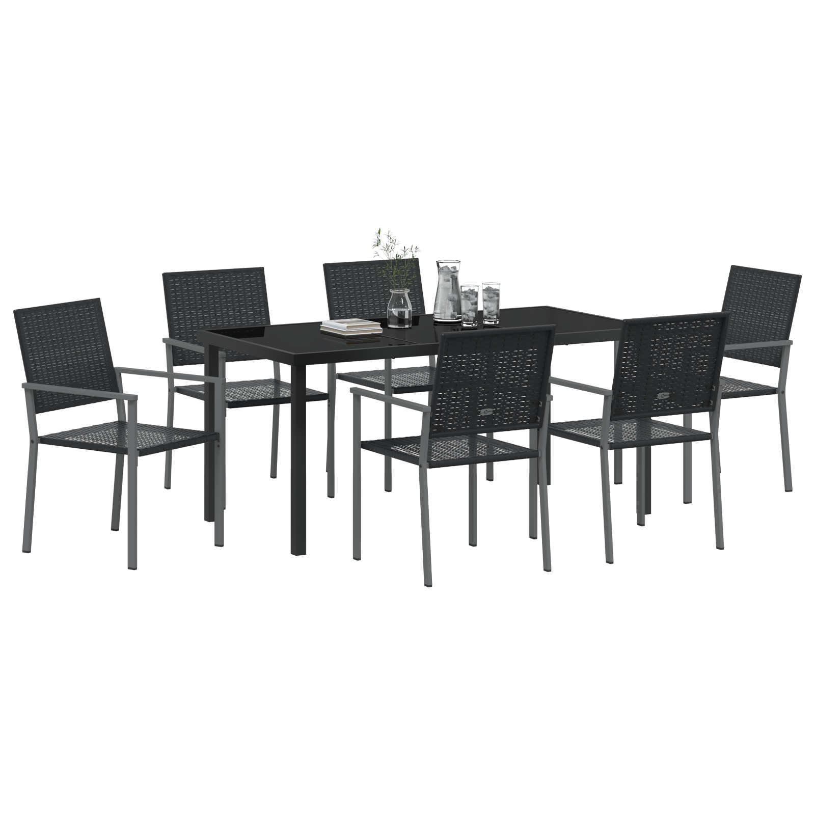 vidaXL 7-delige tuinset zwart poly rattan