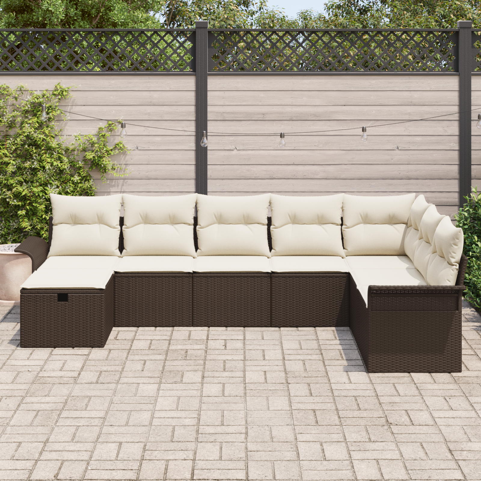 vidaXL 8--delige Tuinbankenset met kussens poly rattan bruin
