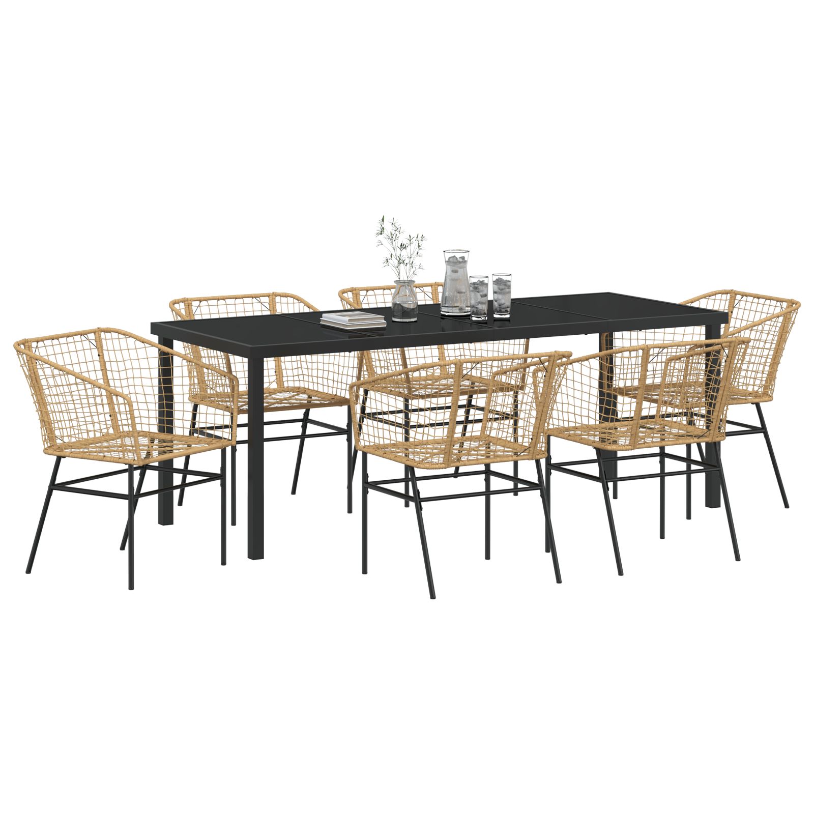 vidaXL 7-delige Tuinset Bruin Poly Rattan