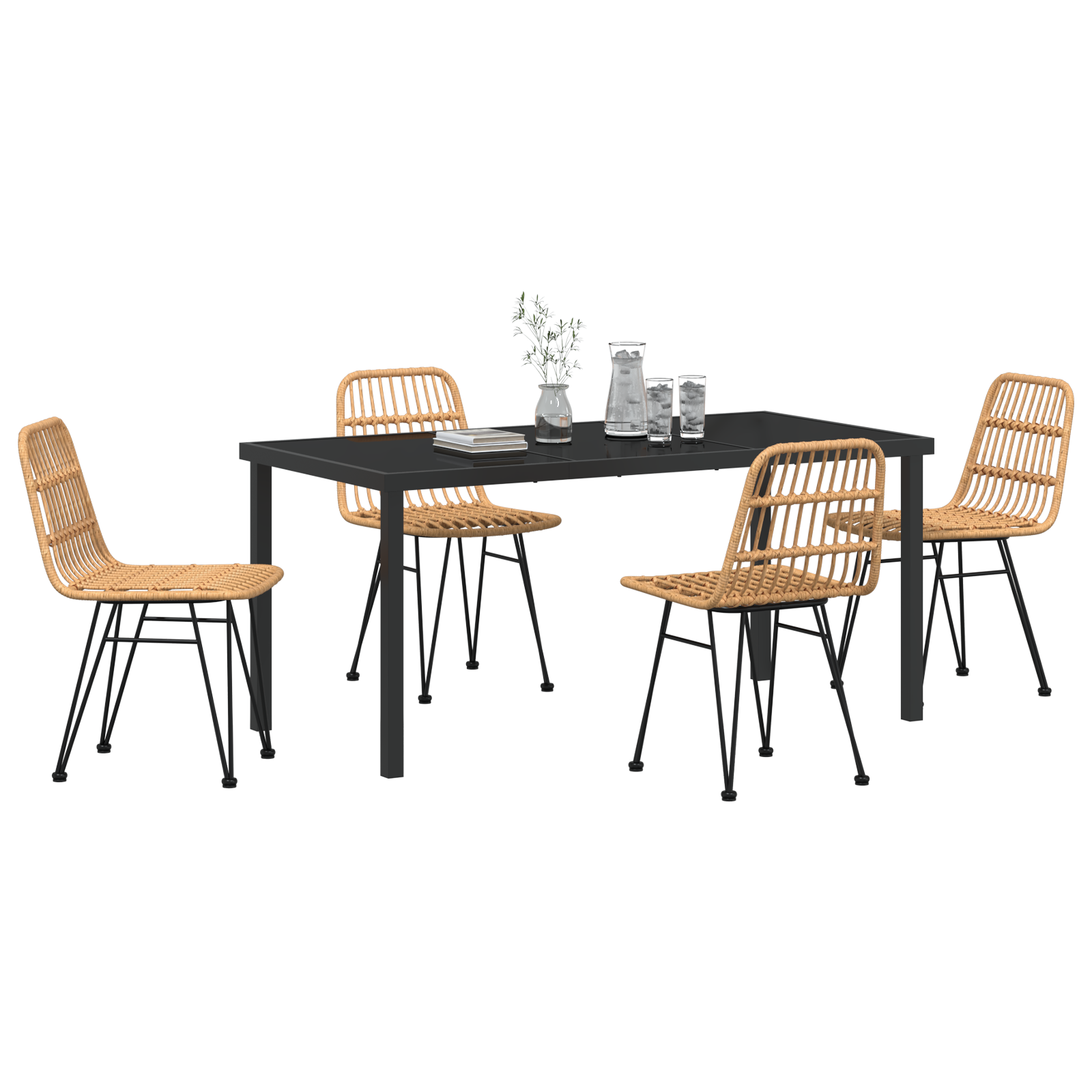 vidaXL 5-delige tuin eettafel set bruin poly rattan