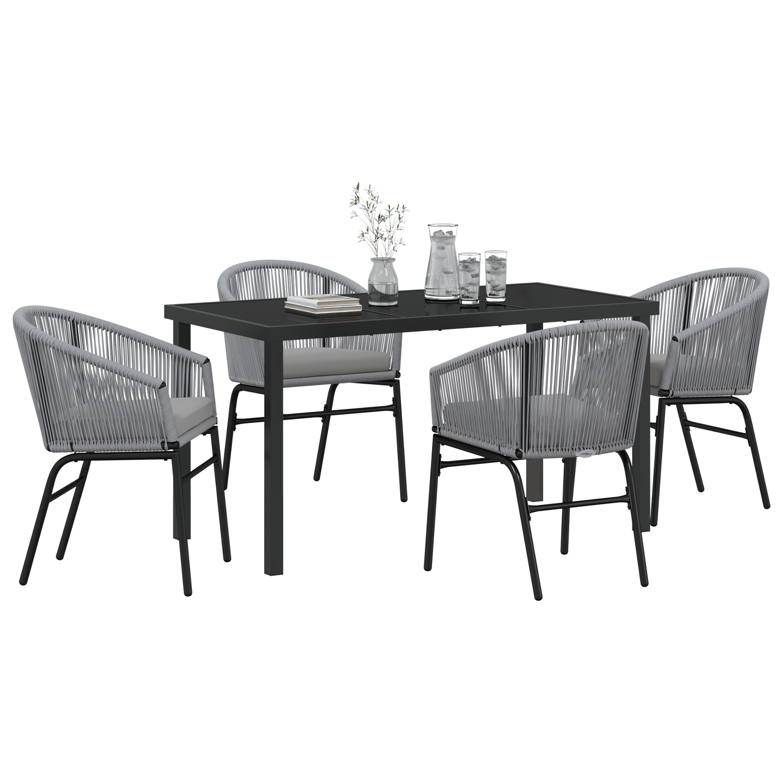 vidaXL 5-delige tuinset in grijs poly rattan