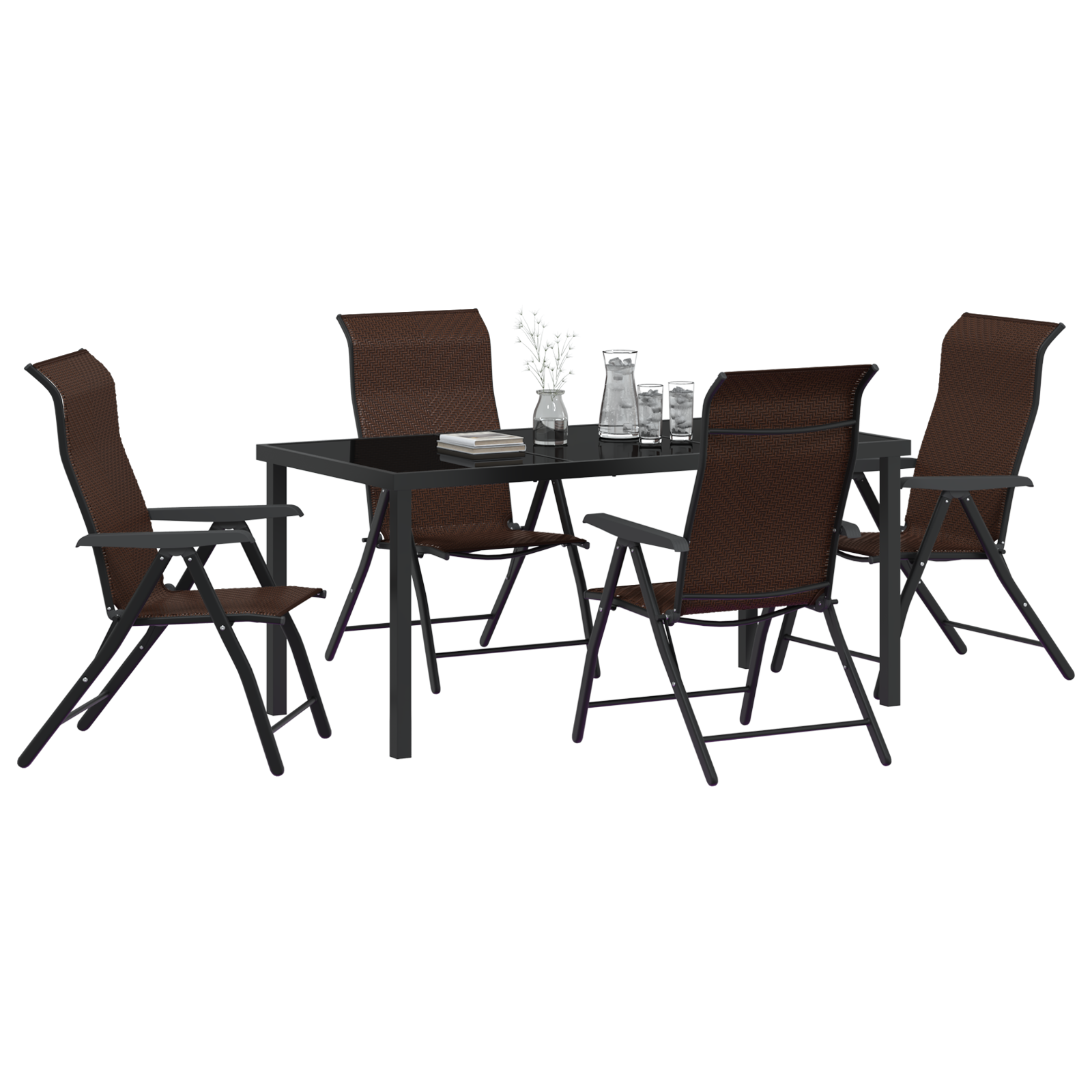 vidaXL 5-delige Tuinset Eetset Bruin Poly Rattan