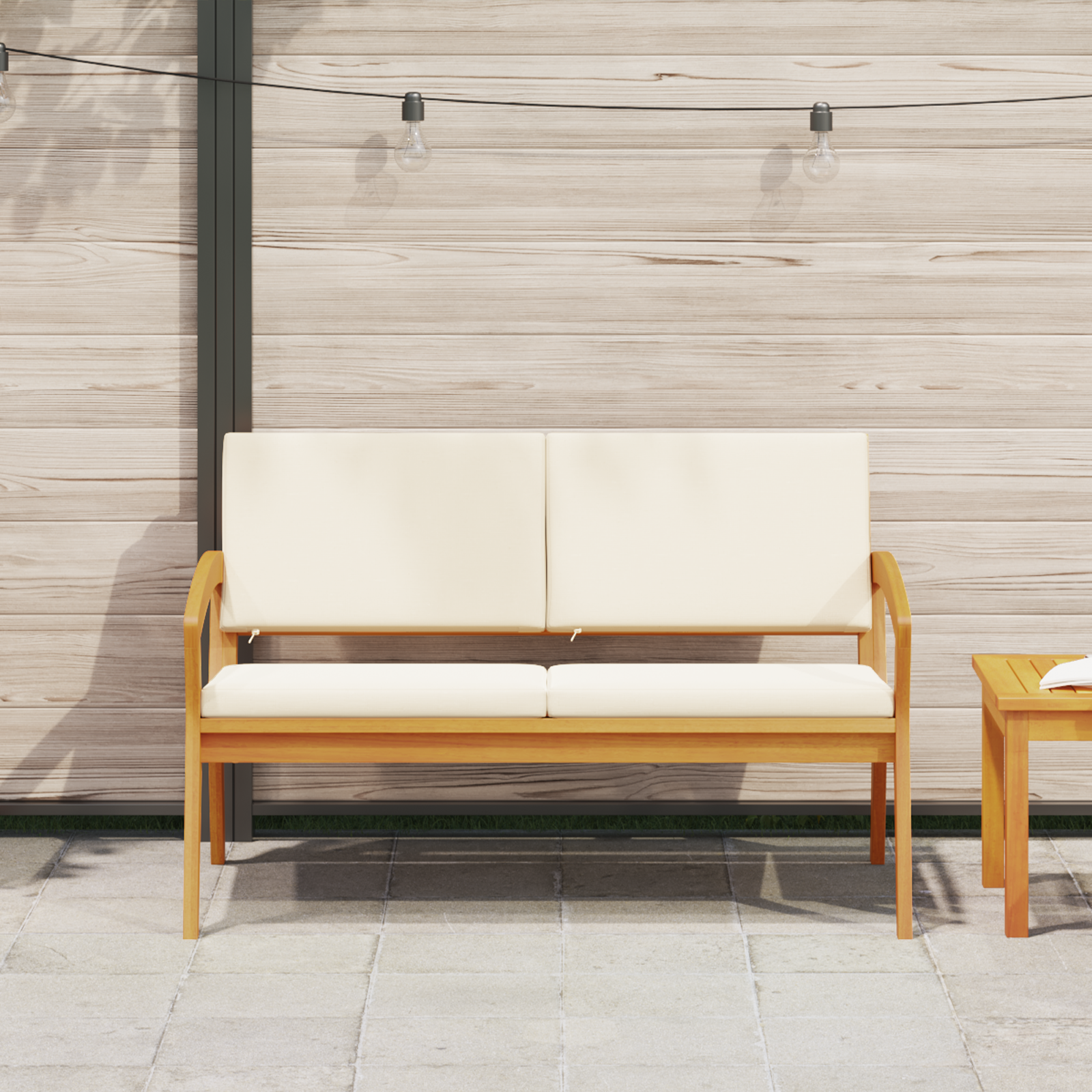 vidaXL Tuinbank met kussens 115x70x72 cm massief acaciahout