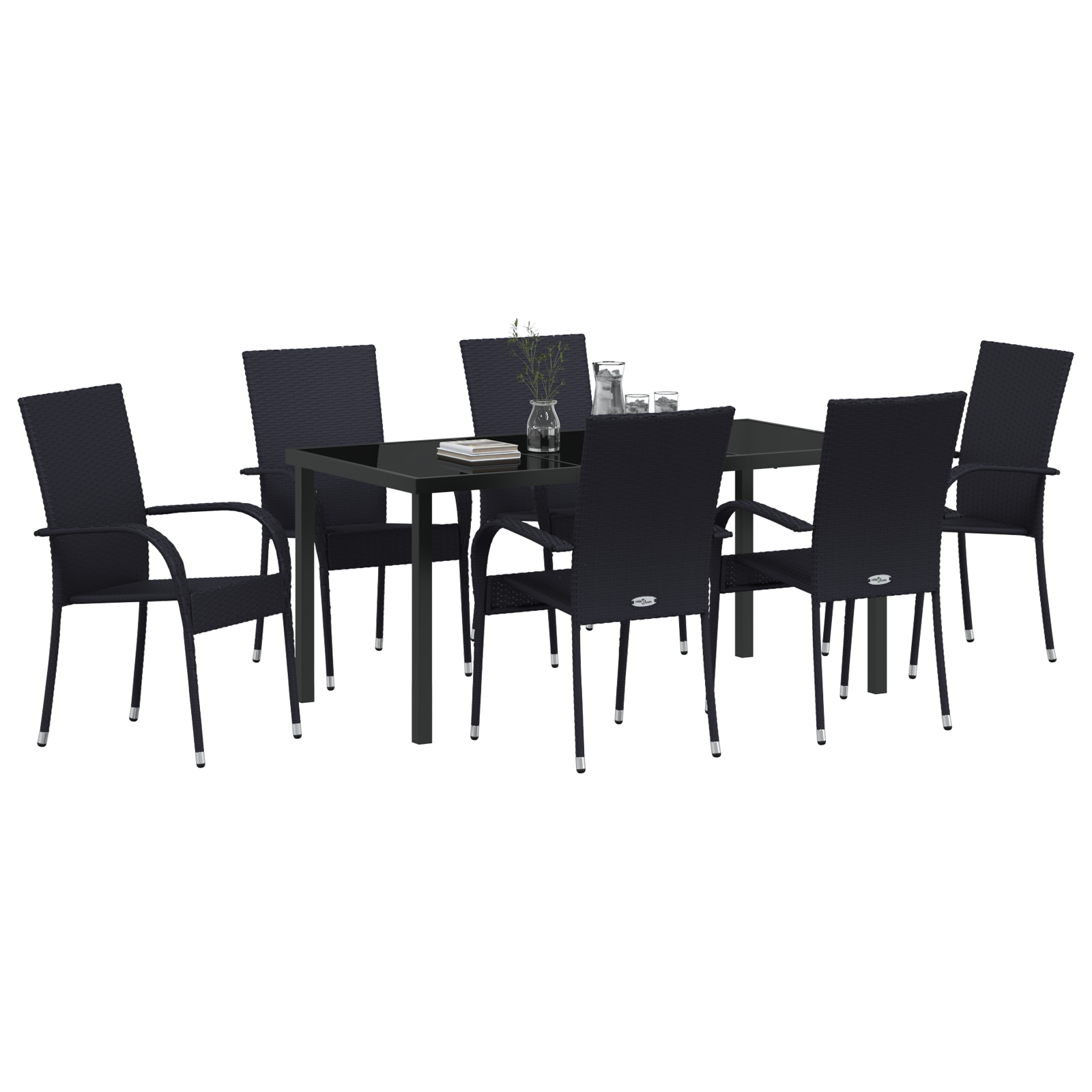vidaXL 7-delige tuinset – Zwart poly rattan