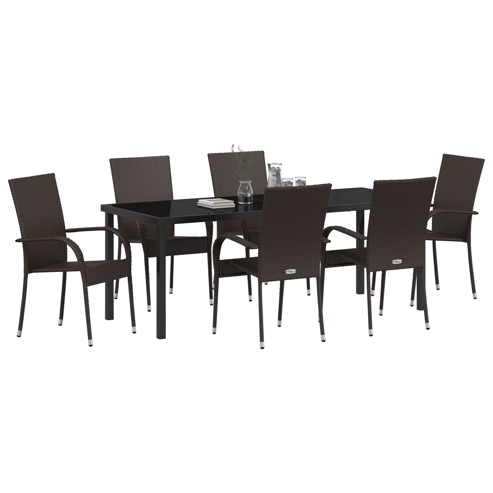 vidaXL 7-delige tuinset in bruin poly rattan