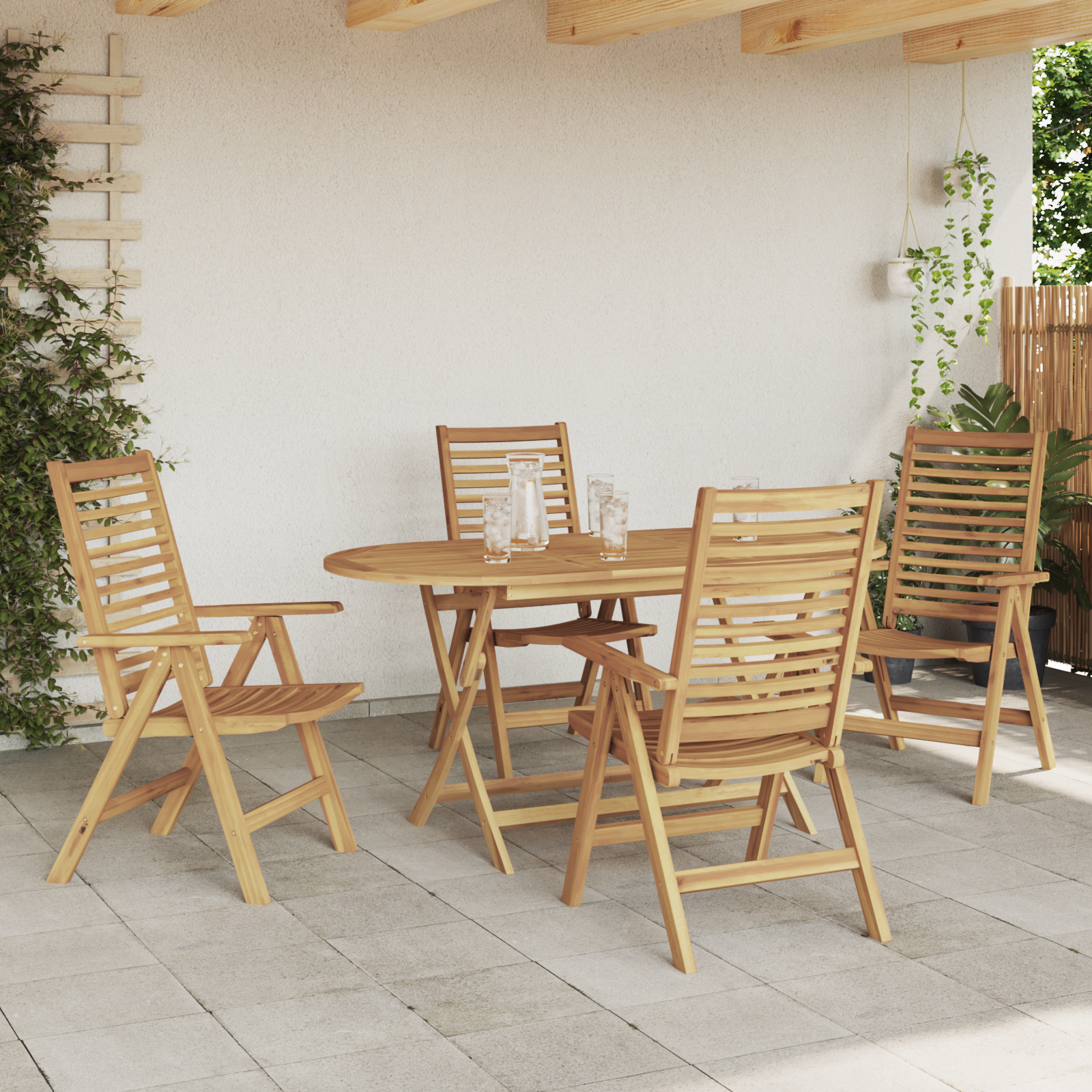 vidaXL Tuinstoelen 4 st inklapbaar massief teakhout