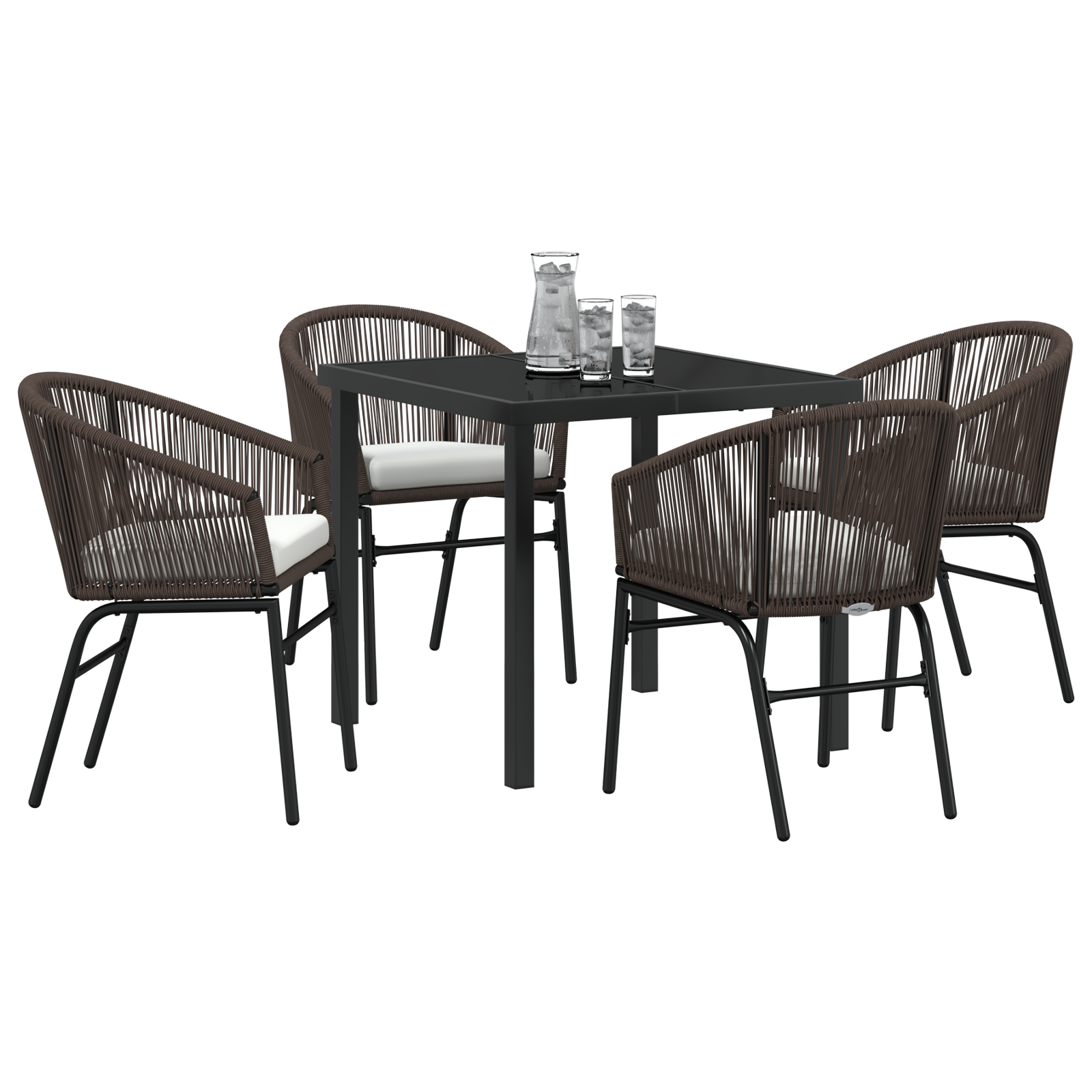 vidaXL 5-delige Tuin Eettafel Set - Bruin Poly Rattan