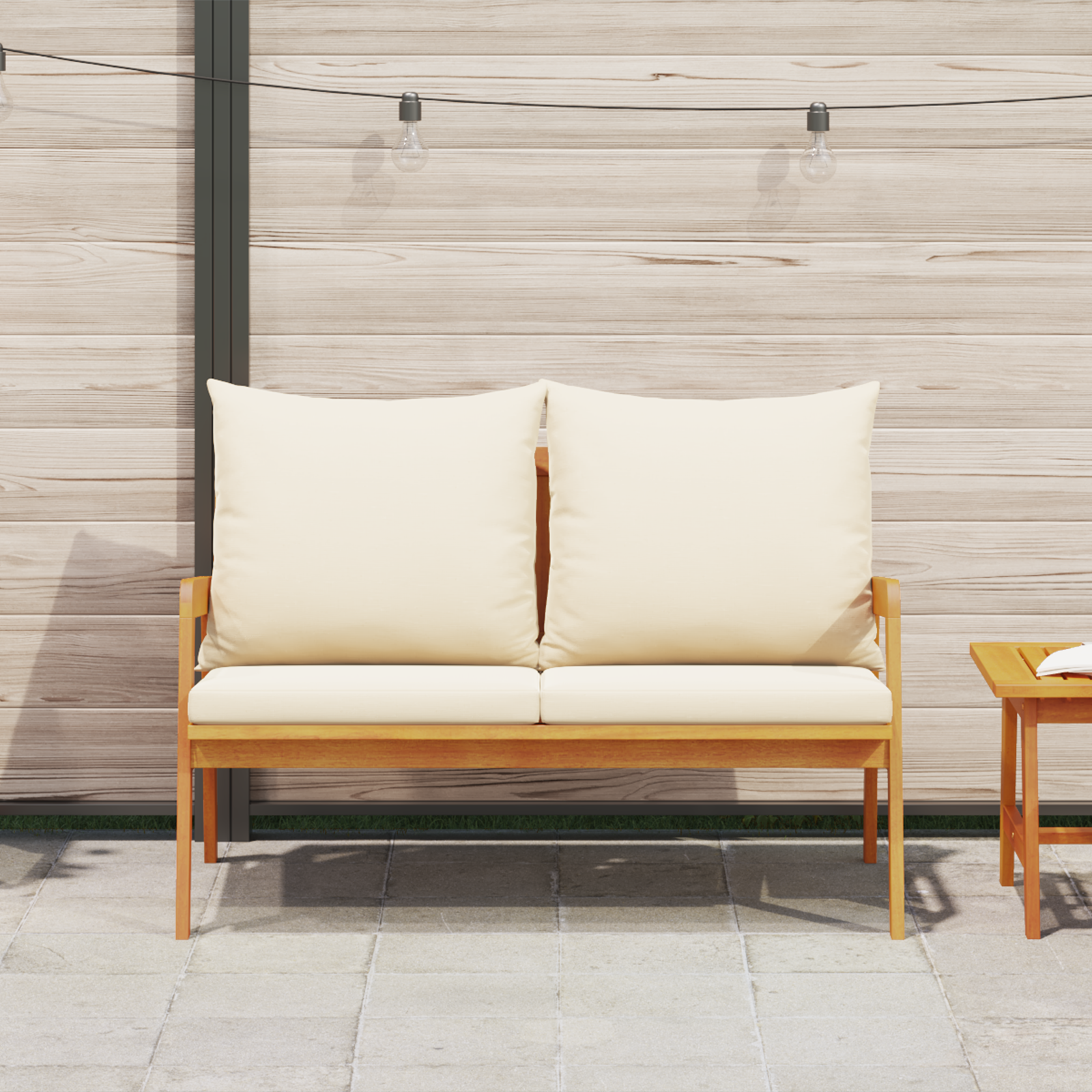 vidaXL Tuinbank met kussens 115x65x71 cm massief acaciahout