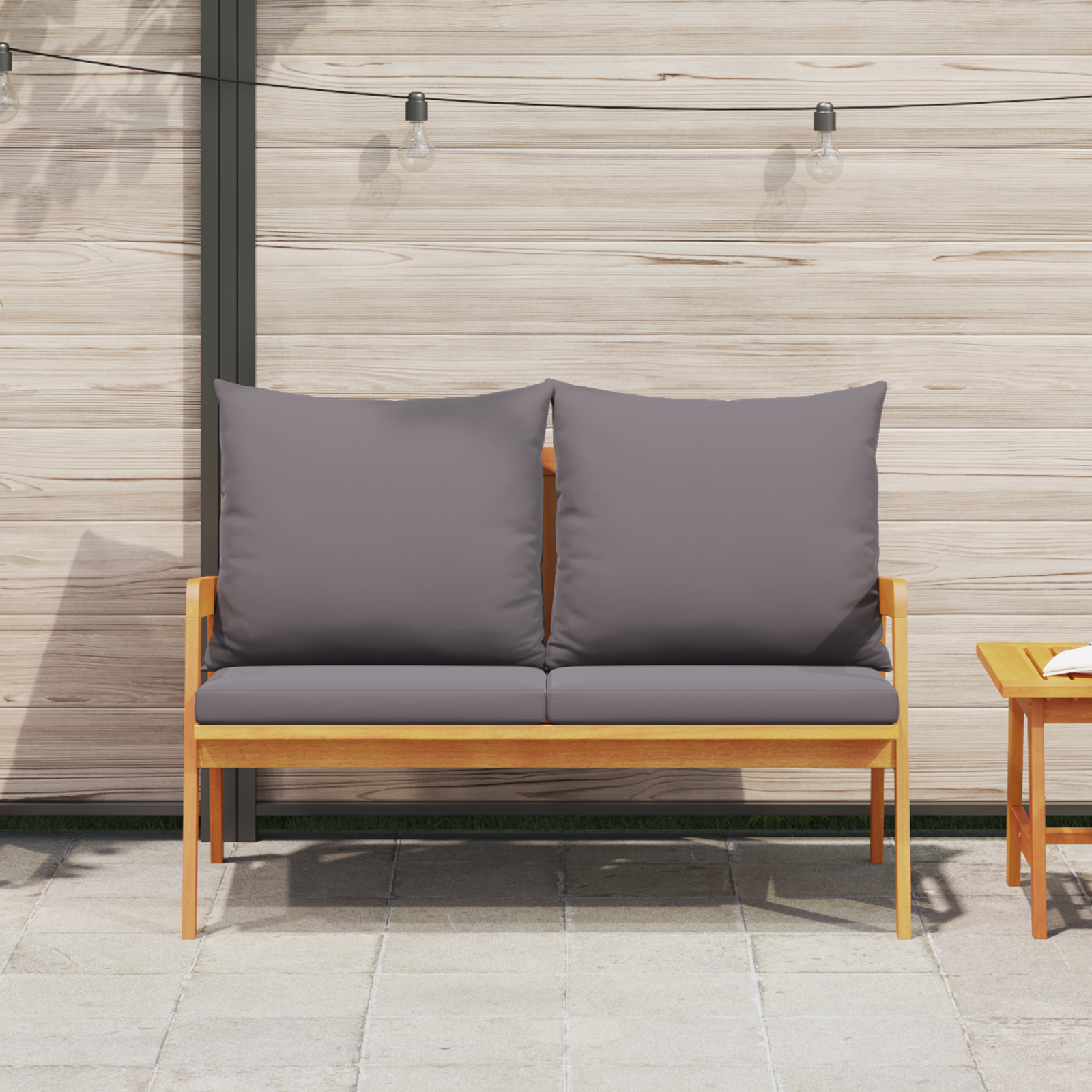 vidaXL Tuinbank met kussens 115x65x71 cm massief acaciahout