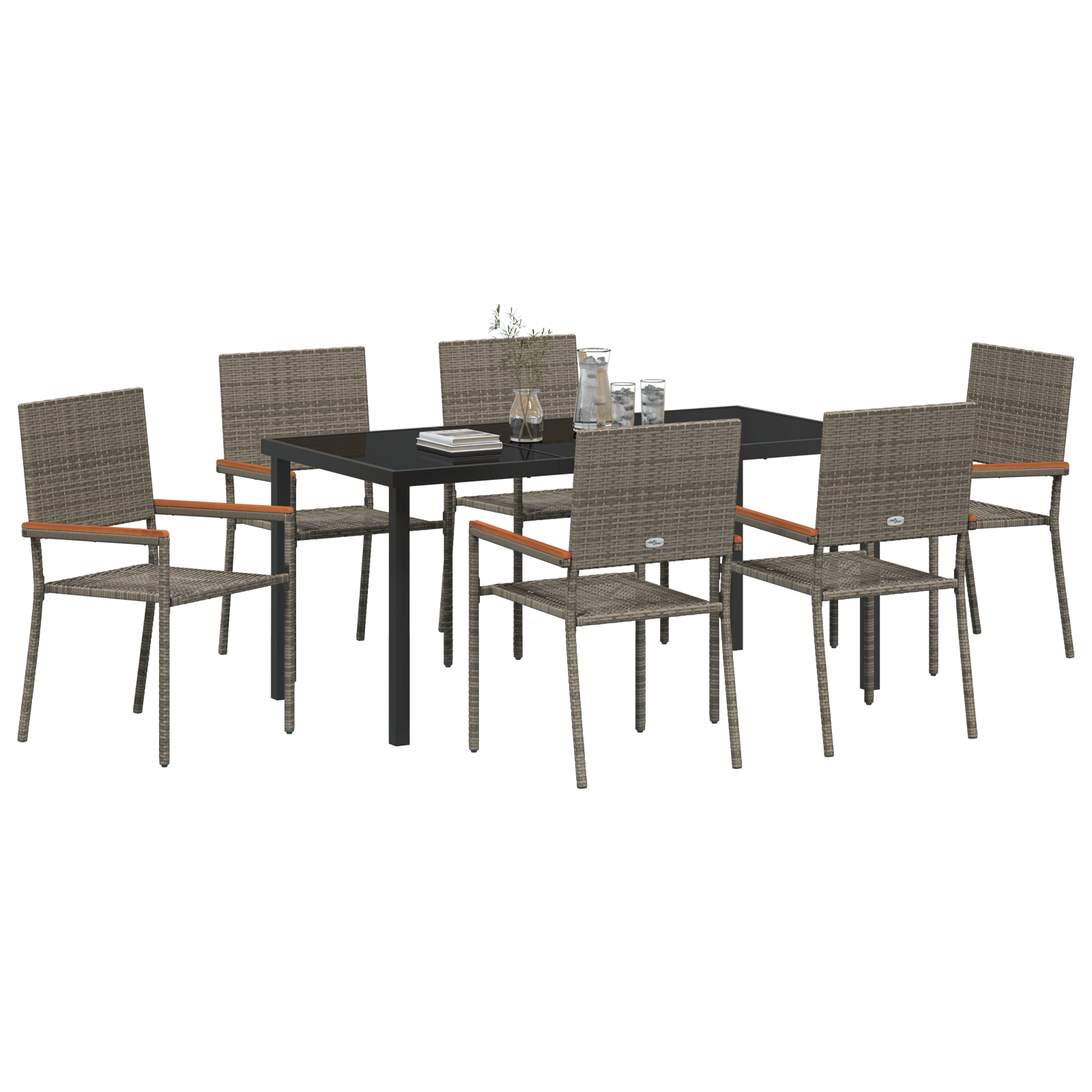 vidaXL 7-delige tuinset grijs poly rattan