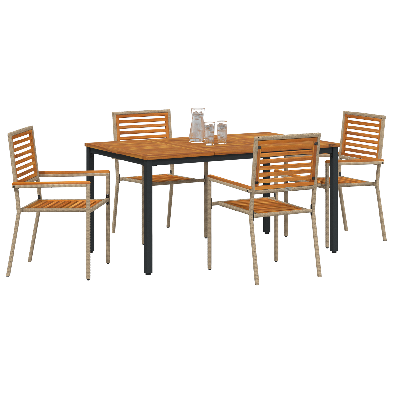 vidaXL 5-delige tuin eetset Beige poly rattan acacia