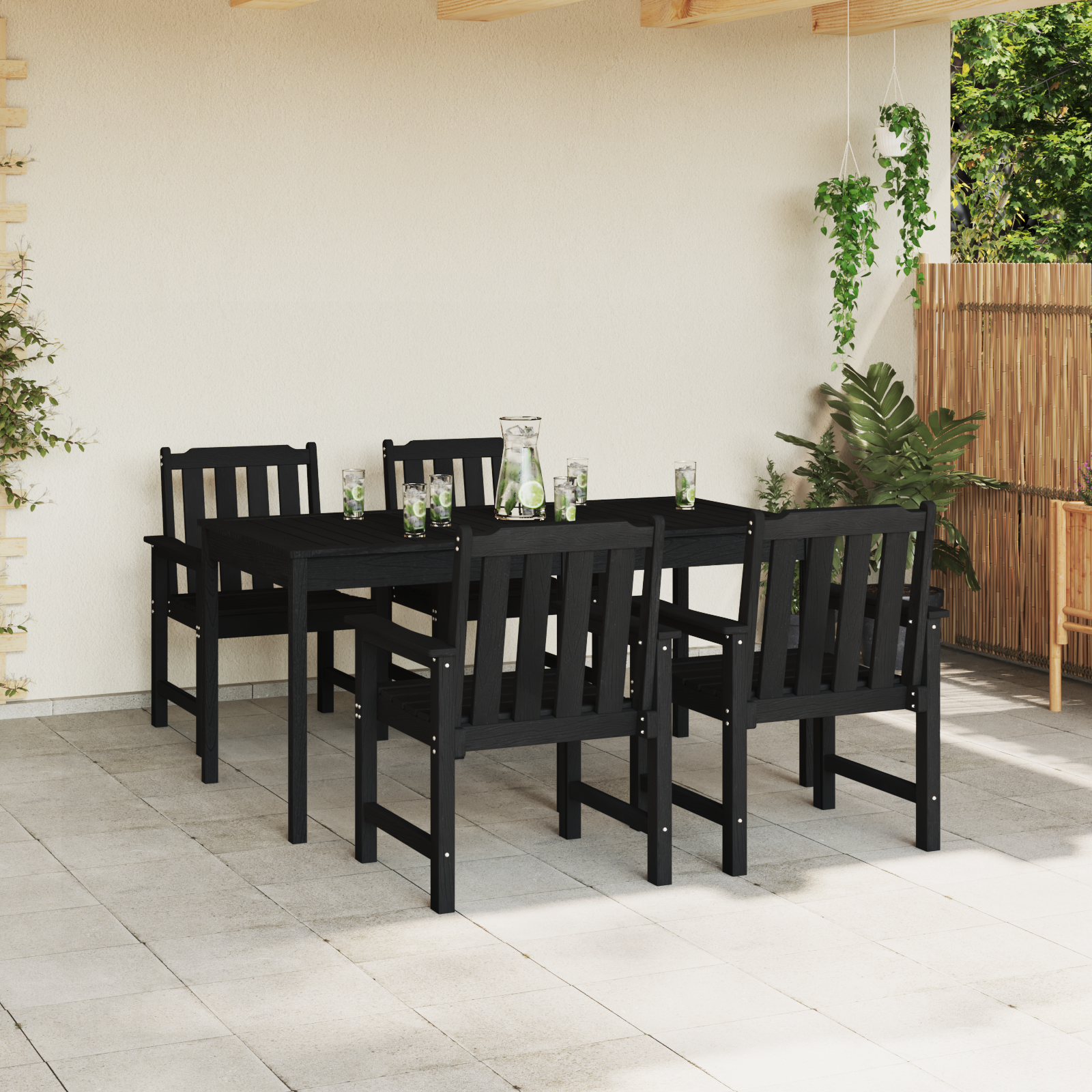 vidaXL Tuinstoelen 4 st 65,5x55,5x88 cm HDPE zwart