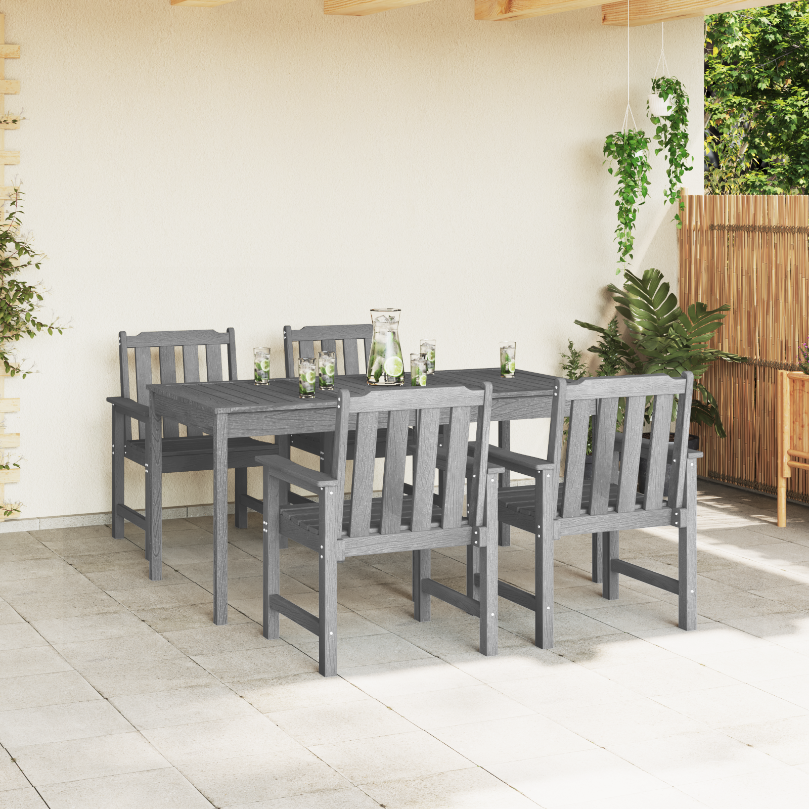 vidaXL Tuinstoelen 4 st 65,5x55,5x88 cm HDPE lichtgrijs