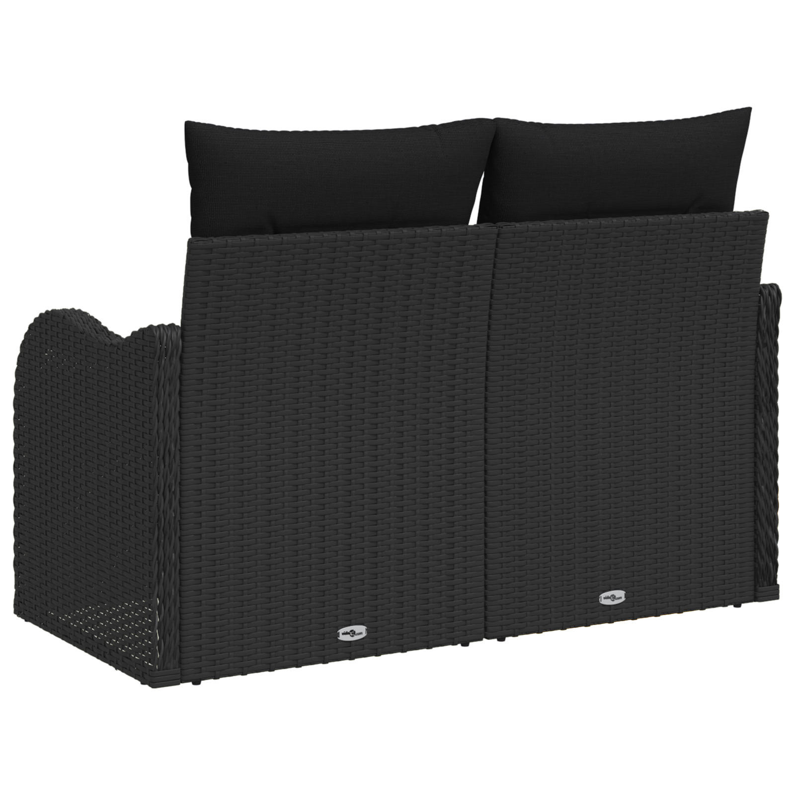vidaXL Tuinbank 2-zits met opbergruimte en kussens poly rattan zwart