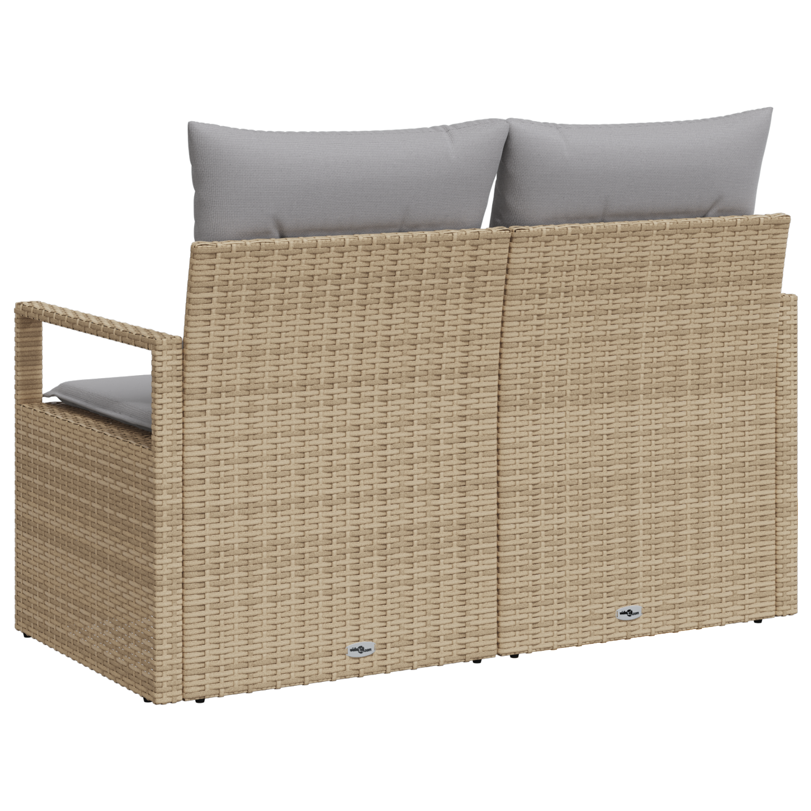 vidaXL Tuinbank 2-zits met Opbergruimte en kussens poly rattan beige