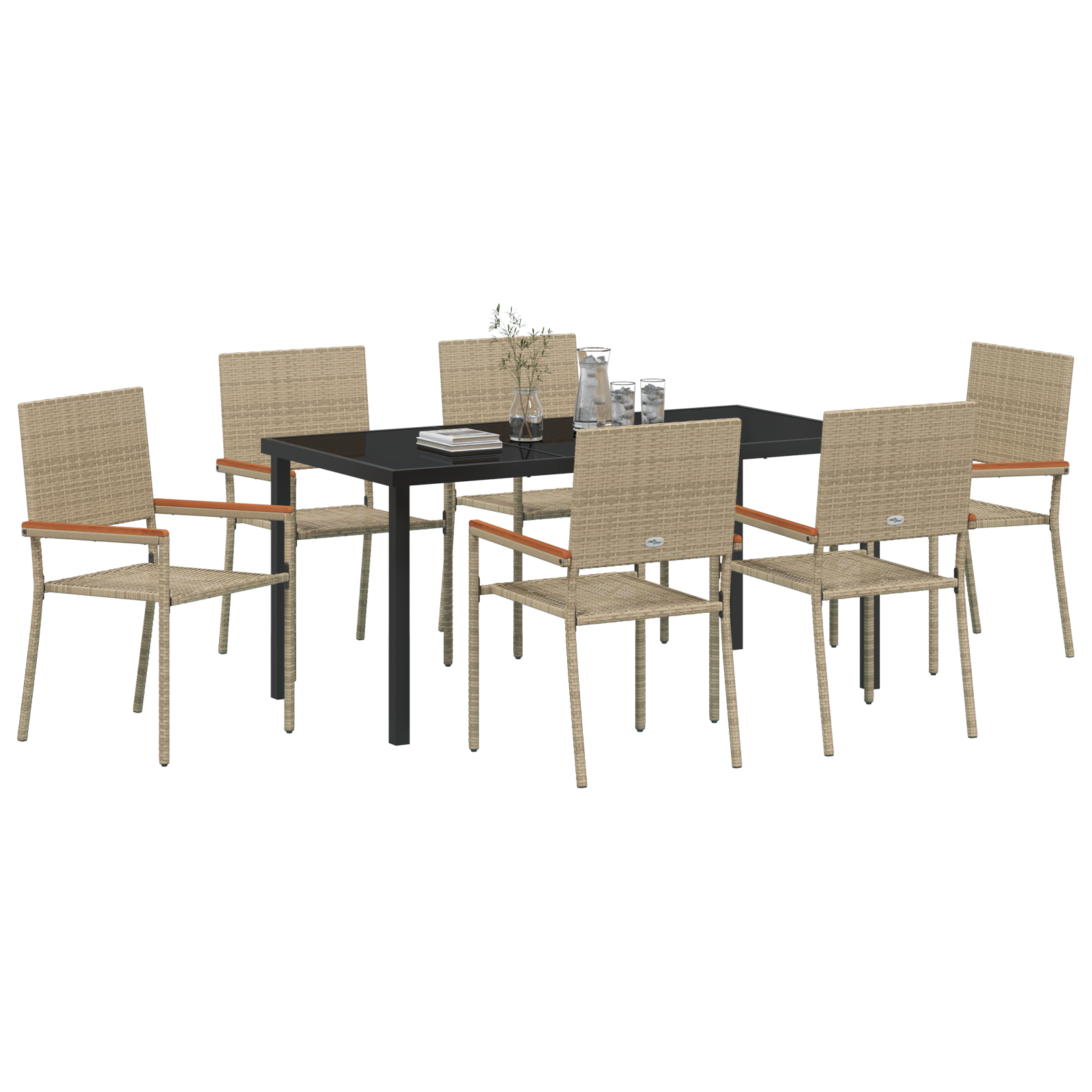 vidaXL 7-delige tuinset Beige Poly Rattan