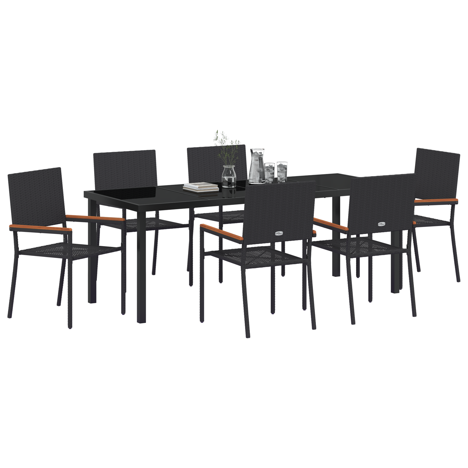 vidaXL 7-delige tuinset zwart poly rattan